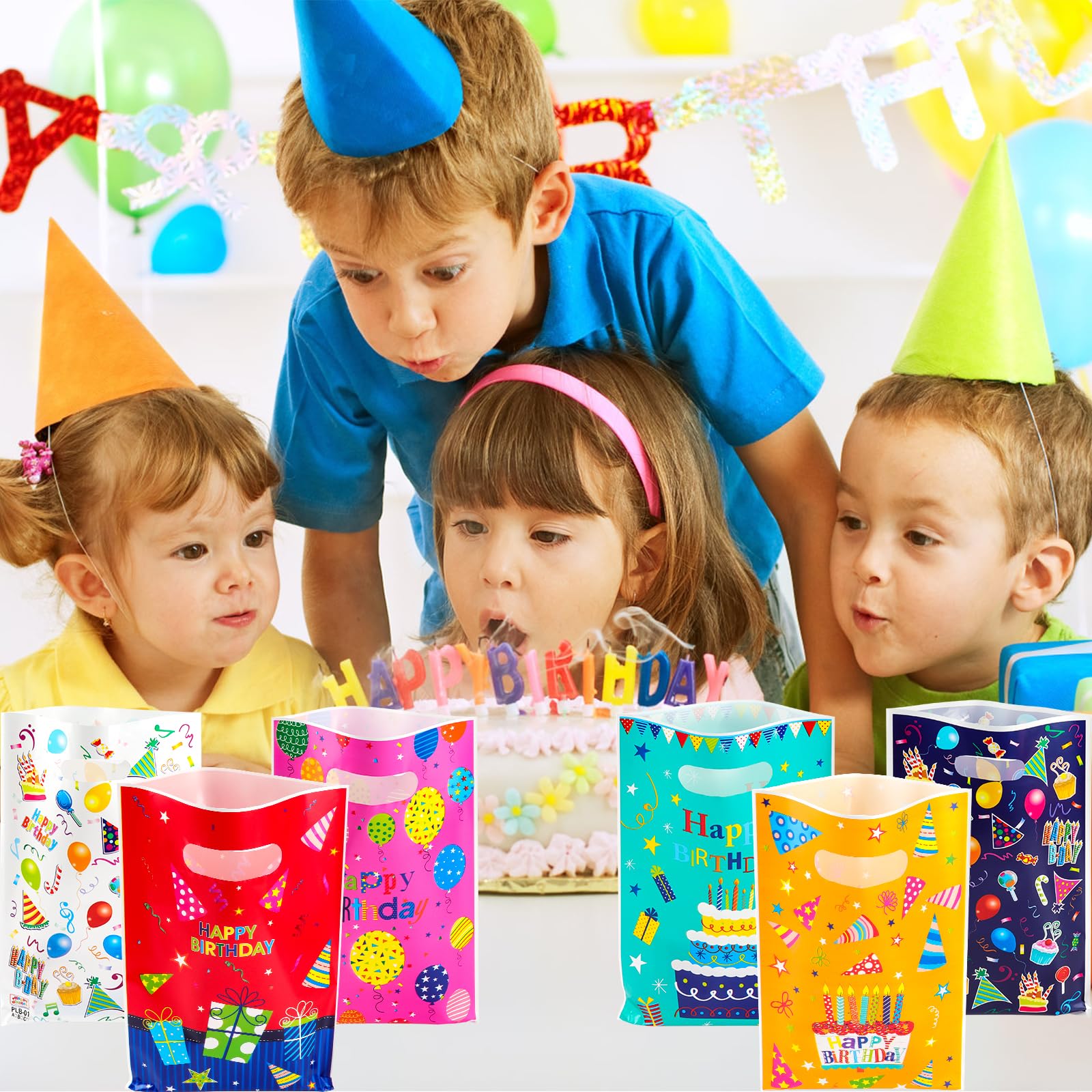 Annhao 30 Piezas Bolsas Regalo Cumpleaños Infantil, Bolsas de Chuches Galletas Caramelos para Fiestas
