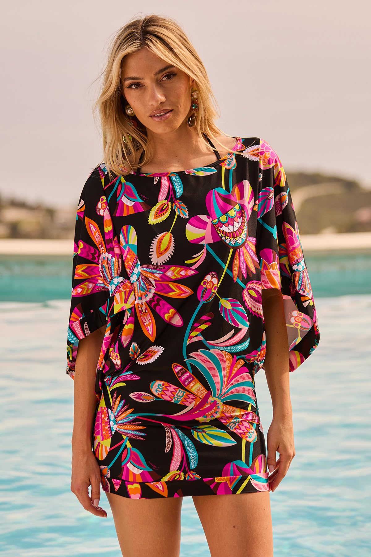 Trina Turk Damen Luminary Swim Tunic, Casual, Floral Print, Beach Cover Ups For Women Überwurf für Schwimmbekleidung (1er Pack)