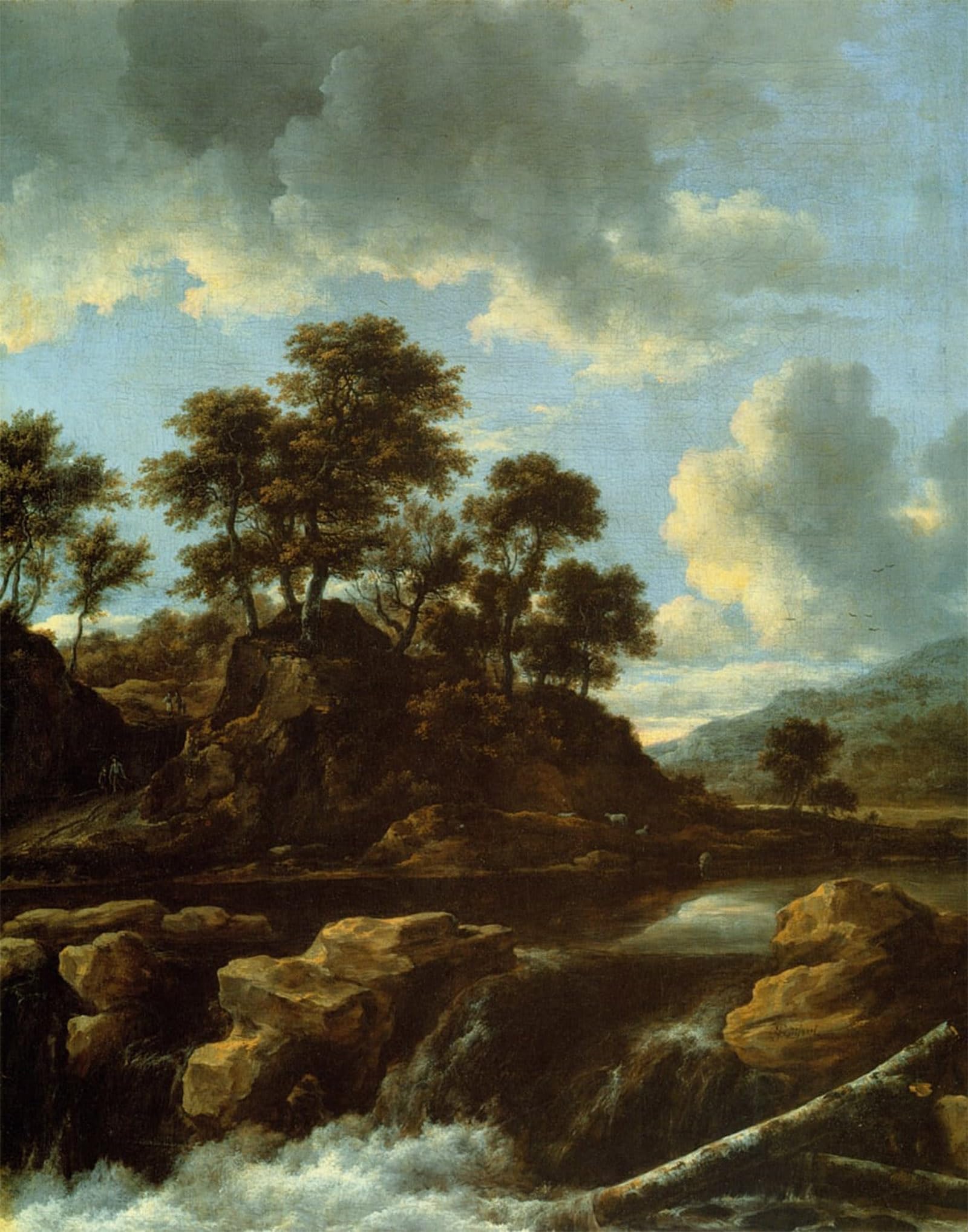 POSTERIIk Vintage Art Print Images Pictures Print the Waterfall by Jacob Van Ruisdael Modern Colour Posters for Office Home Decor 60x90cm