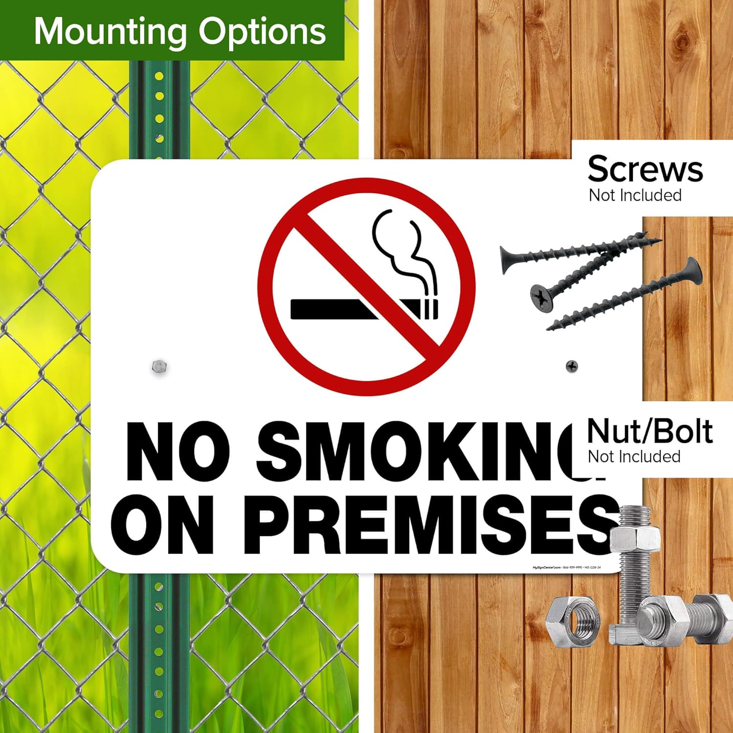 No Smoking No Premises Sign, 18x24 Inches, Rust Free .063 Aluminum, Fade Resistant, Made in USA by My Sign Center