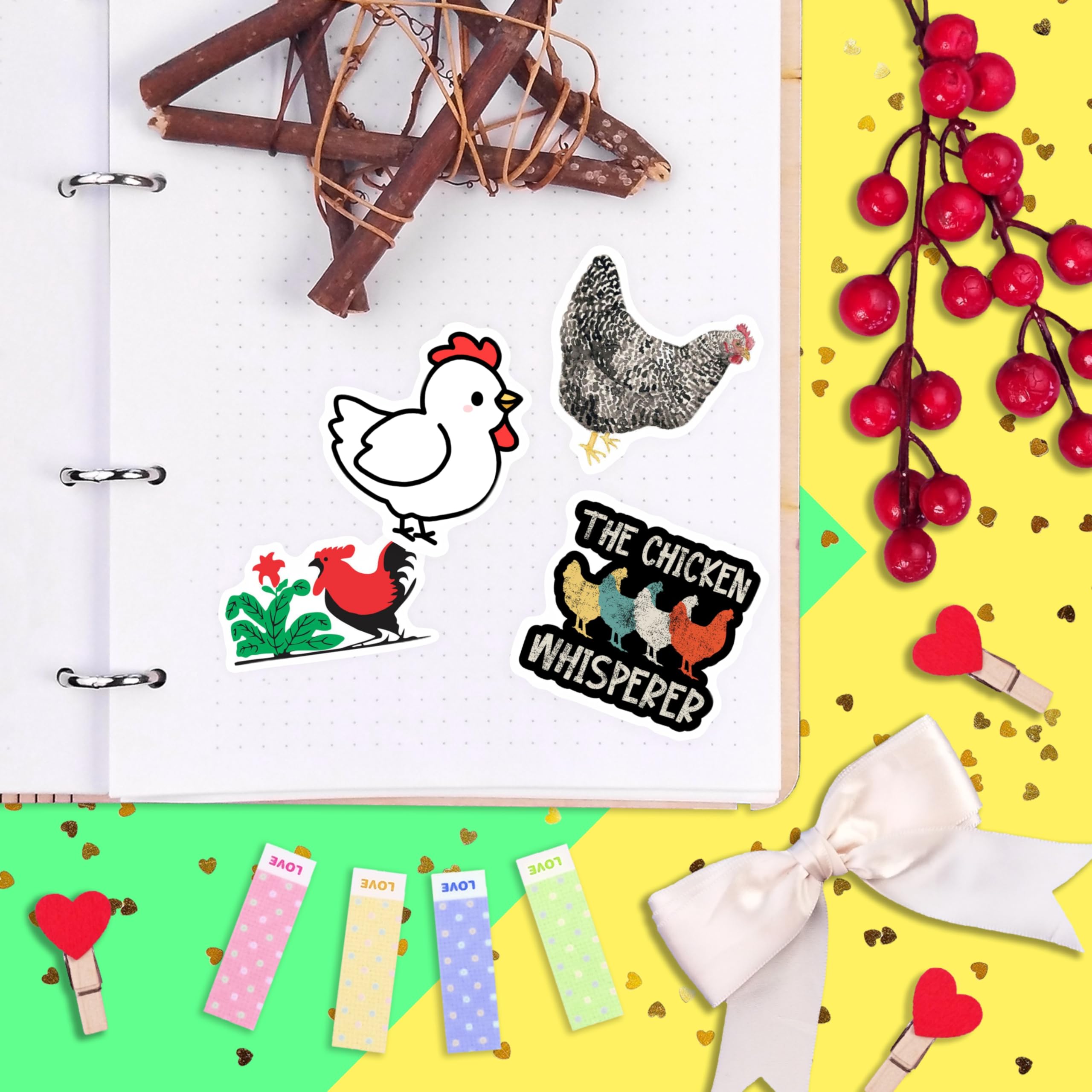 Adesivi con Galline per Bottiglie d'Acqua e Laptop - Favors e Decorazioni a Tema Fattoria - Chicken Stickers