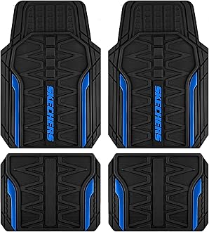 Skechers Car Floor Mats,Heavy Duty Rubber Car Mats Full Set,All Weather Floor Mats,Waterproof Trim to Fit Universal Floor Liner Car Accessories,Automotive Floor Mats for Cars Trucks SUV,Blue