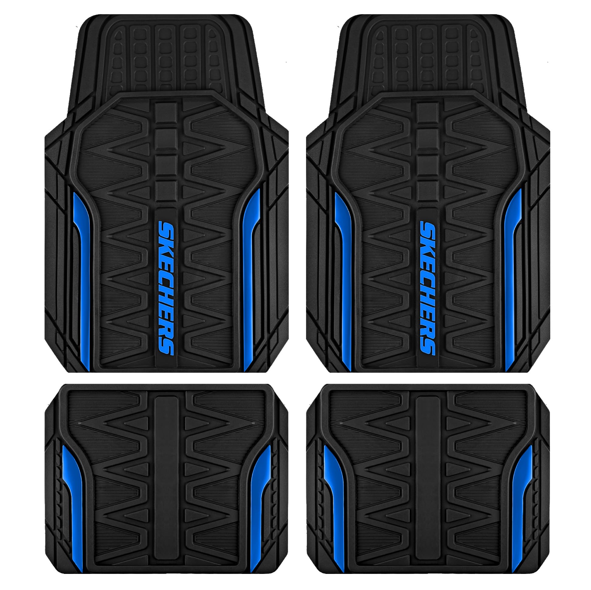 Skechers Car Floor Mats,Heavy Duty Rubber Car Mats Full Set,All Weather Floor Mats,Waterproof Trim to Fit Universal Floor Liner Car Accessories,Automotive Floor Mats for Cars Trucks SUV,Blue