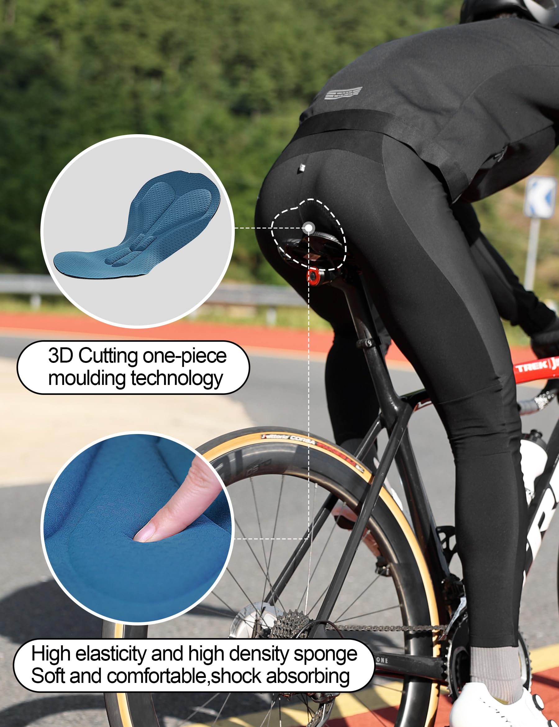 INBIKE Cuissard à Bretelles d'hiver pour Hommes 5°C-15°C Cuissard à Bretelles de Cyclisme avec Poches en Polaire Thermique Pantalon de Cyclisme Coupe-Vent en 3D Gel Réfléchissant