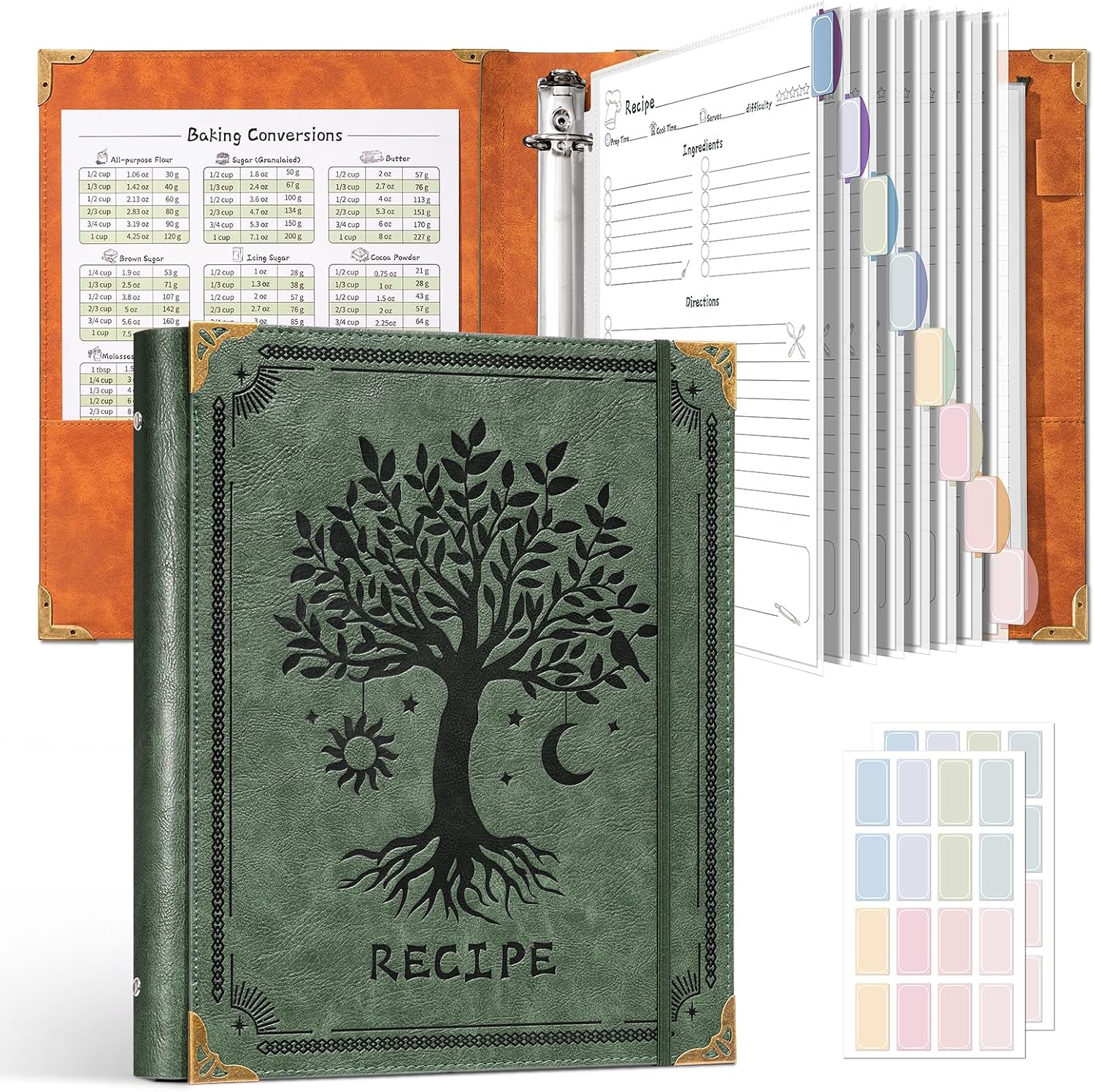 Recipe Binder 8.5x11 3 Ring, Recipe Book to Write in Your Own Recipes, Recipe Binder with Plastic Sleeves, 1.5-Inch Rings, Blank Recipe Cards, Dividers & Gift Box