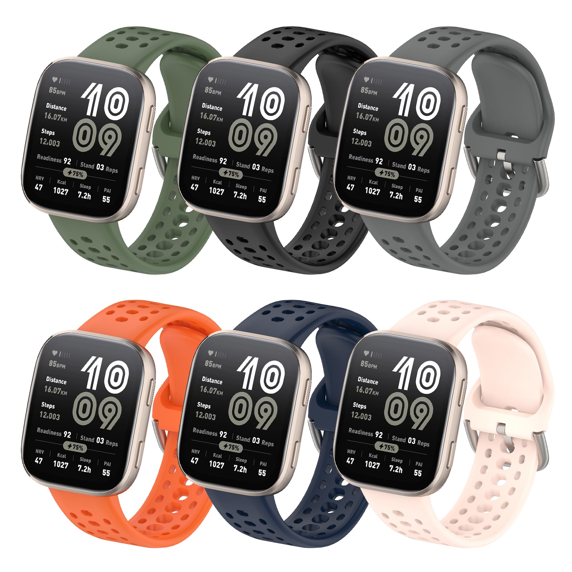22mm Silicona Correa Compatible con Amazfit Bip 6/Amazfit Bip 5 Brazalete, Pulsera de Repuesto de Ajustable Strap para Amazfit GTR 3 Pro Smartwatch Accesorios