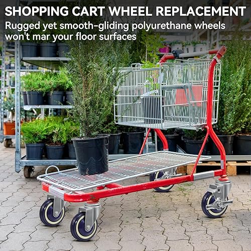 Miniatura 4 de NINOSO Ruedas de alta resistencia de 4 pulgadas, ruedas giratorias con freno de placa bloqueable, ruedas giratorias con rueda de poliuretano para