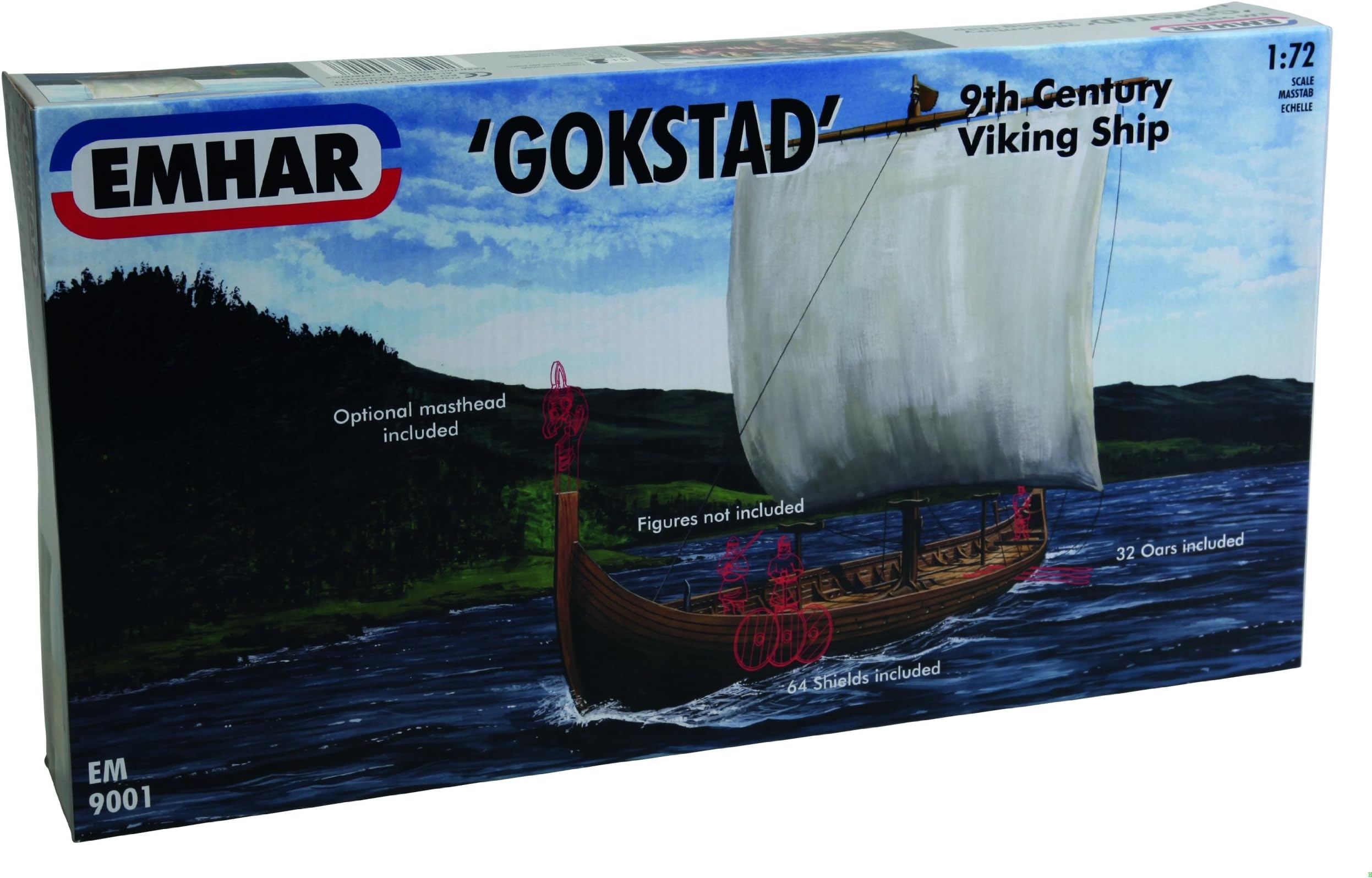 Emhar 9001 Gokstad 9th Century Viking Ship 1:72 Plastic Kit
