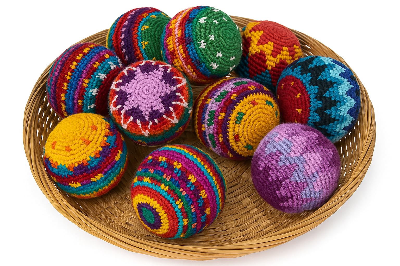 Mia Jewel Shop - Rainbow Hacky Footbag | Multicolored Kick Ball For Juggling | Geometric Crochet Foot Bag | Kick Sack For Adults & Kids | Handmade - View #2