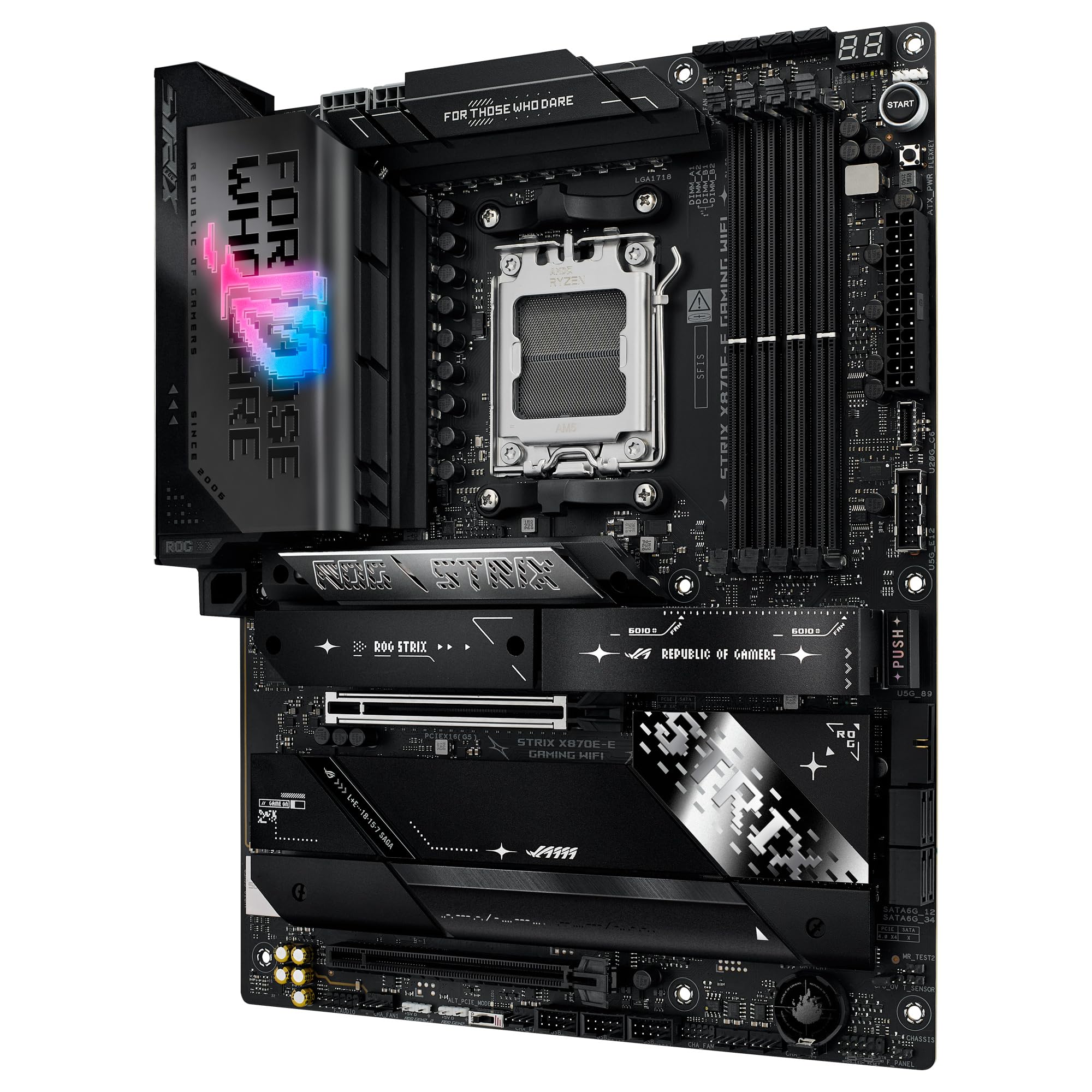 ASUS ROG Strix X870E-E Gaming WiFi - Placa Base AMD ATX, 18+2+2 etapas de Potencia, DDR5, 5X M.2, PCIe 5.0 Compatible con GPU de última generación, WiFi 7, USB 20G con PD 3.0 de hasta 30 W