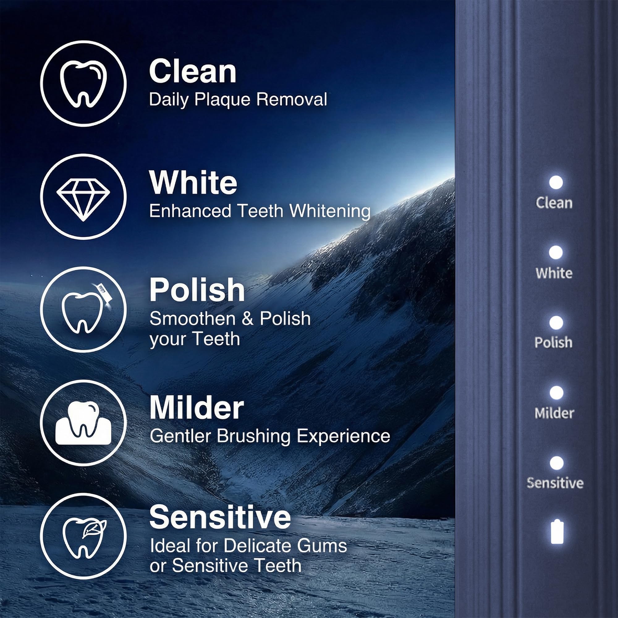 Spazzolino elettrico in bambù con 4 testine in bambù, setole di olio di ricino, 5 modalità con timer intelligente integrato in 2 minuti, basso rumore, impermeabile IPX7, durata della batteria
