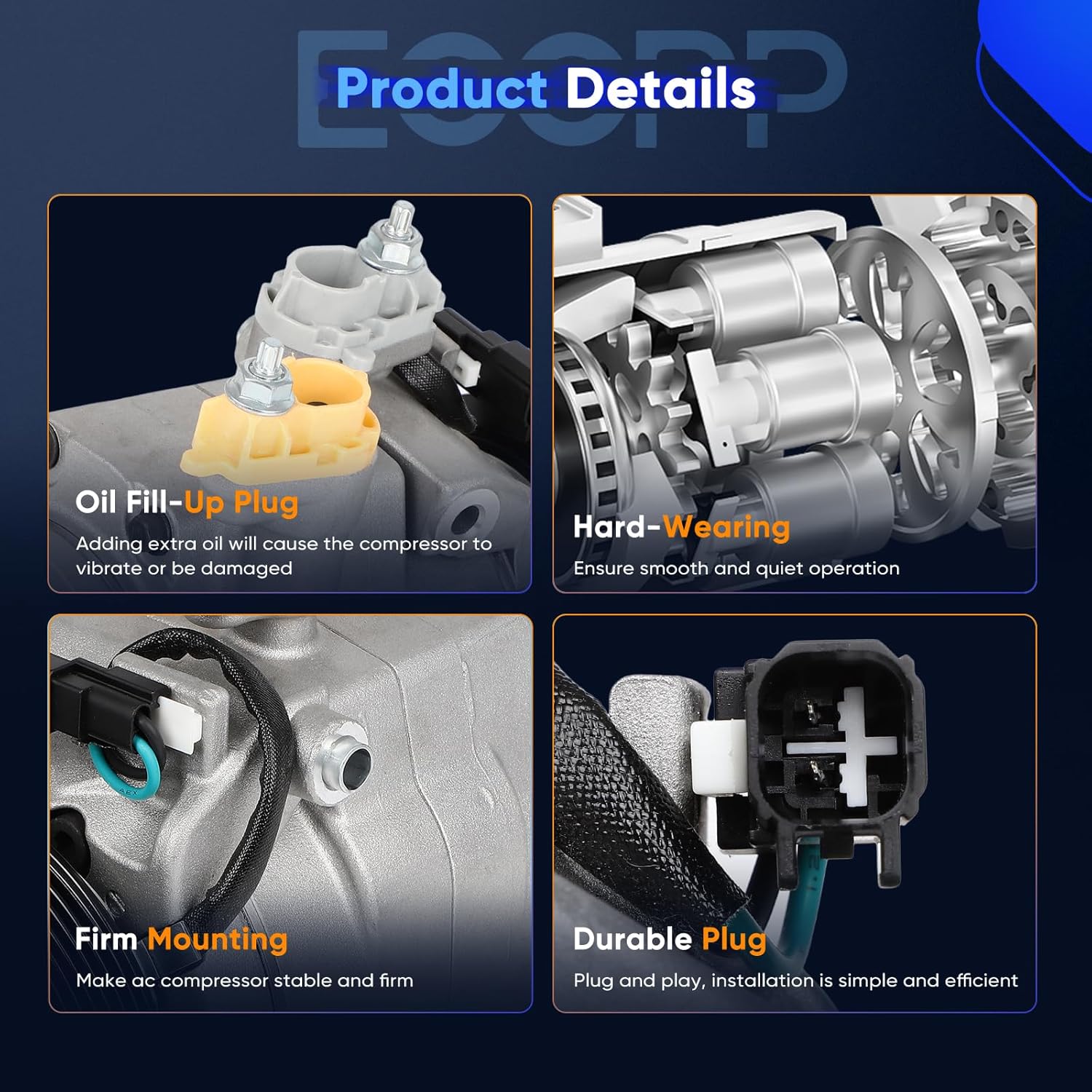 ECCPP A/C Compressor with Clutch 2017-2022 Fit for Ford for F-250 for F-350 Super Duty 6.2L AC Compressor