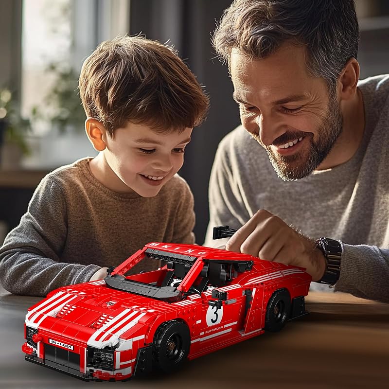 Mould King Technik versenyautó építőjáték piros sportkocsi modell 1717 db építőelemmel gyerekeknek oktató ajándék