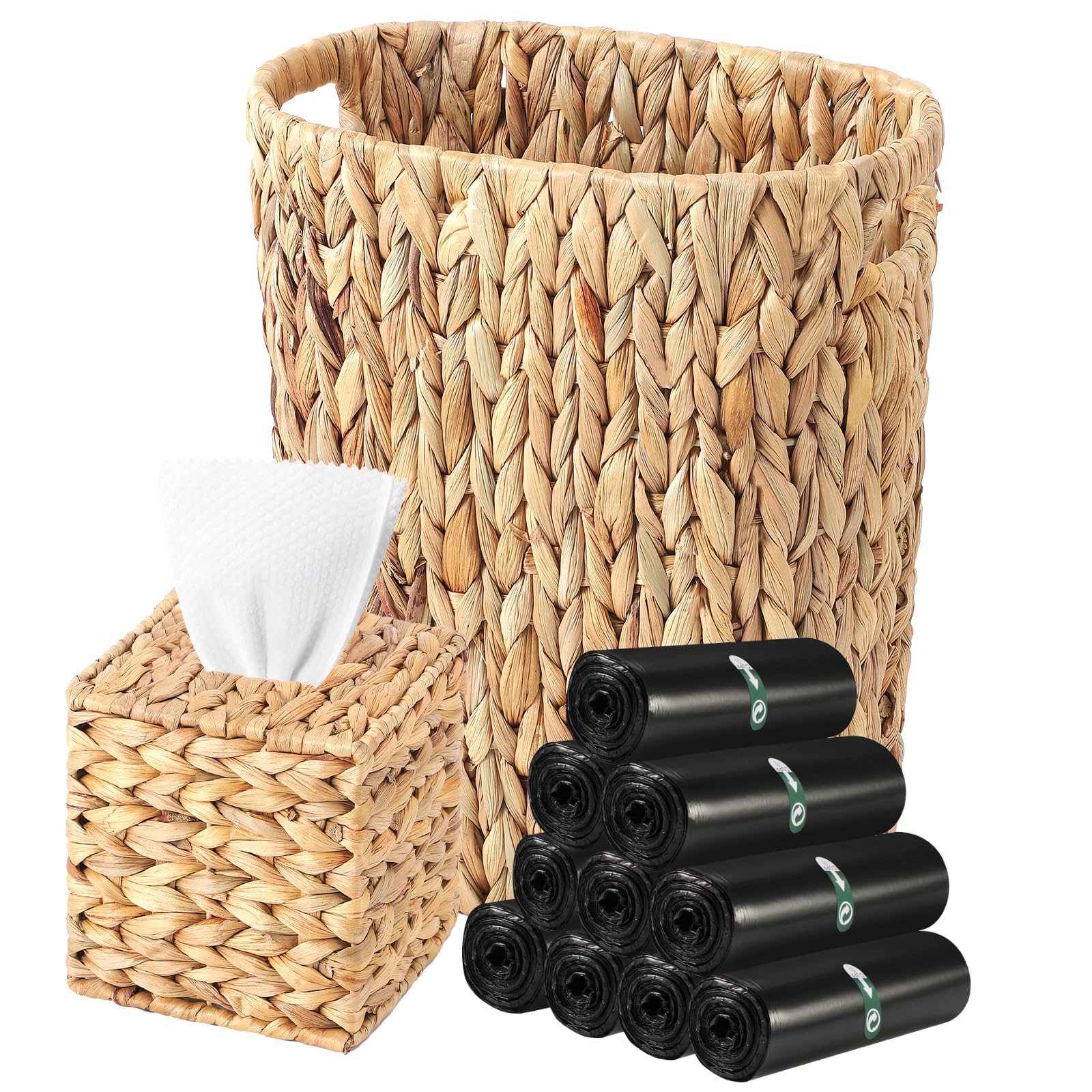 Amazon.com: Wicker Trash Can with 150 Count 5 Gallon Trash Bag