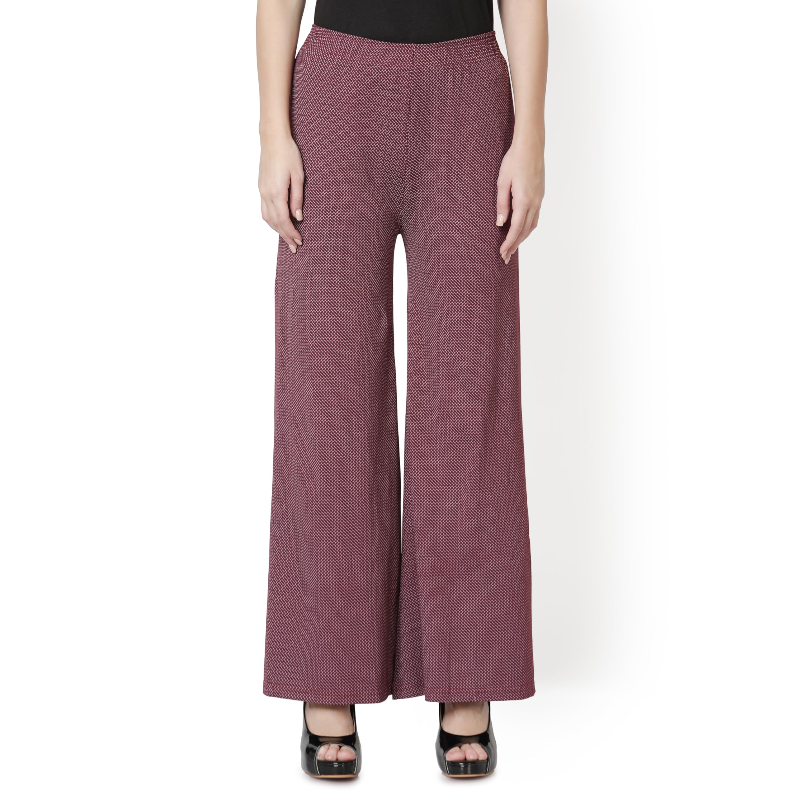 fflirtygo Women Palazzo Pants Cotton, Night Pyjamas for Women, Lounge Wear, Full Palazzo for Women Cotton Night Pant Soft Cotton Night Wear Maroon Color Printed-picture-28