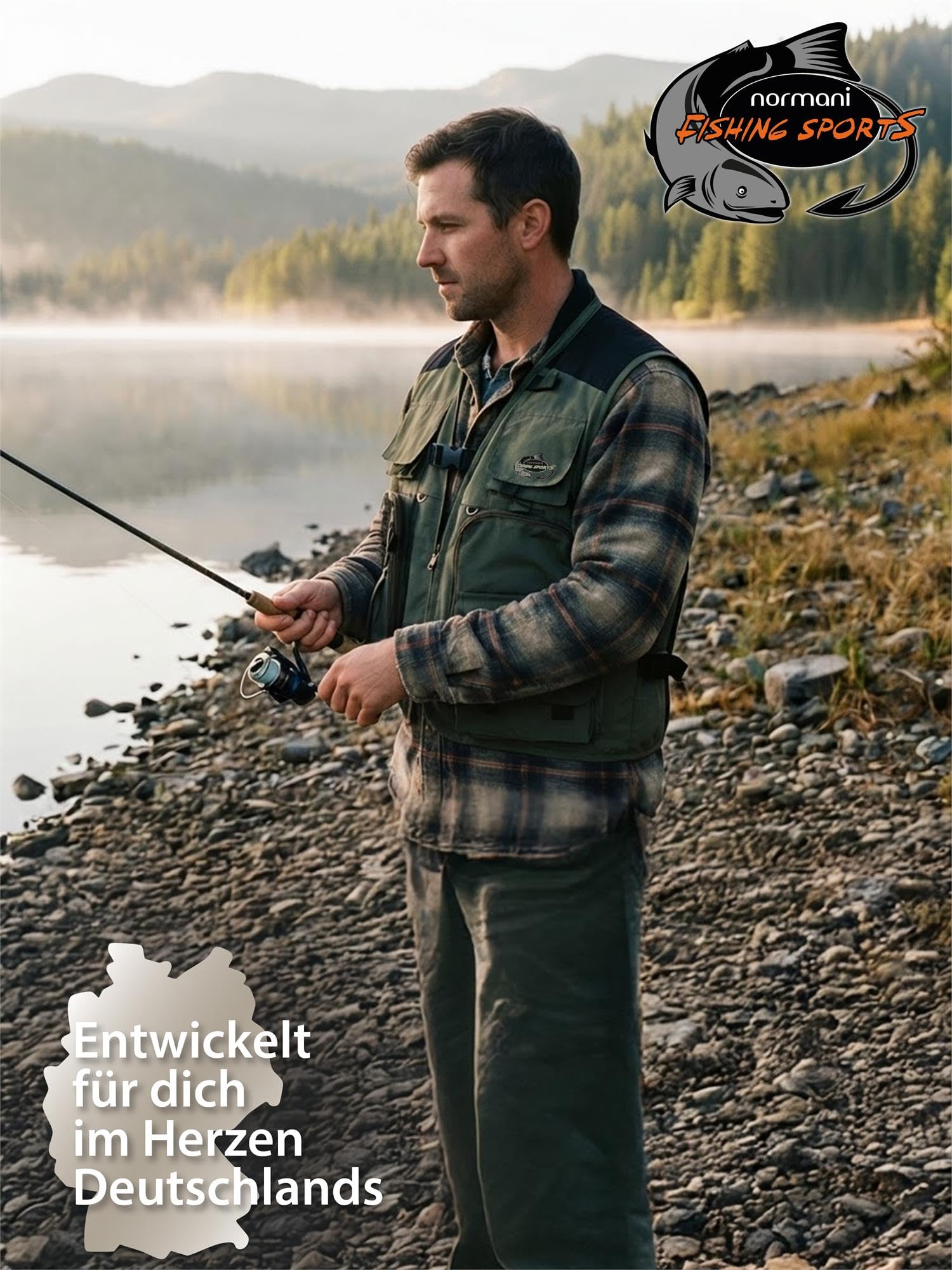 normani Outdoor Jagd- und Anglerweste, superleicht mit Netzfunktion