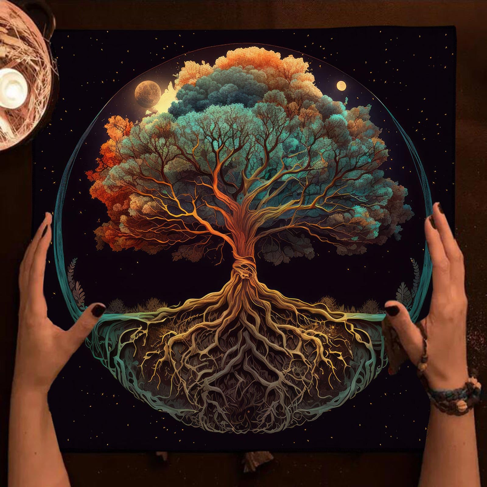 QRONCES Divinations Tablecloth Trees of Life Tarots Cards Tablecloth Altars Cloth Oracles Divinations Board Game Part - Image 3