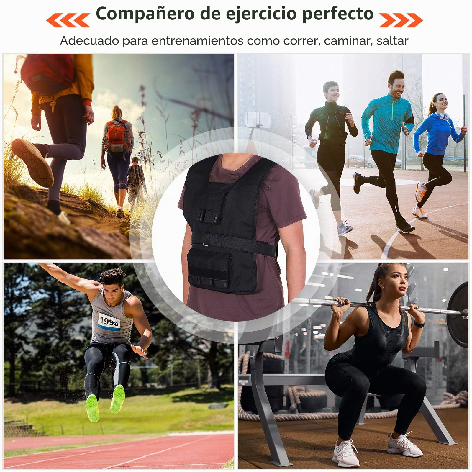 HOMCOM Chaleco de entrenamiento con pesas 30kg ajustable