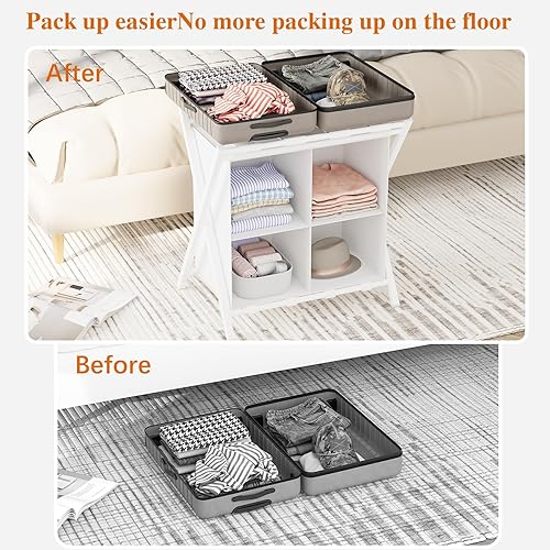 Miniatura 4 de aboxoo Portaequipajes con almacenamiento, soportes plegables para maleta para habitación de invitados, soporta hasta 120 libras, soportes para