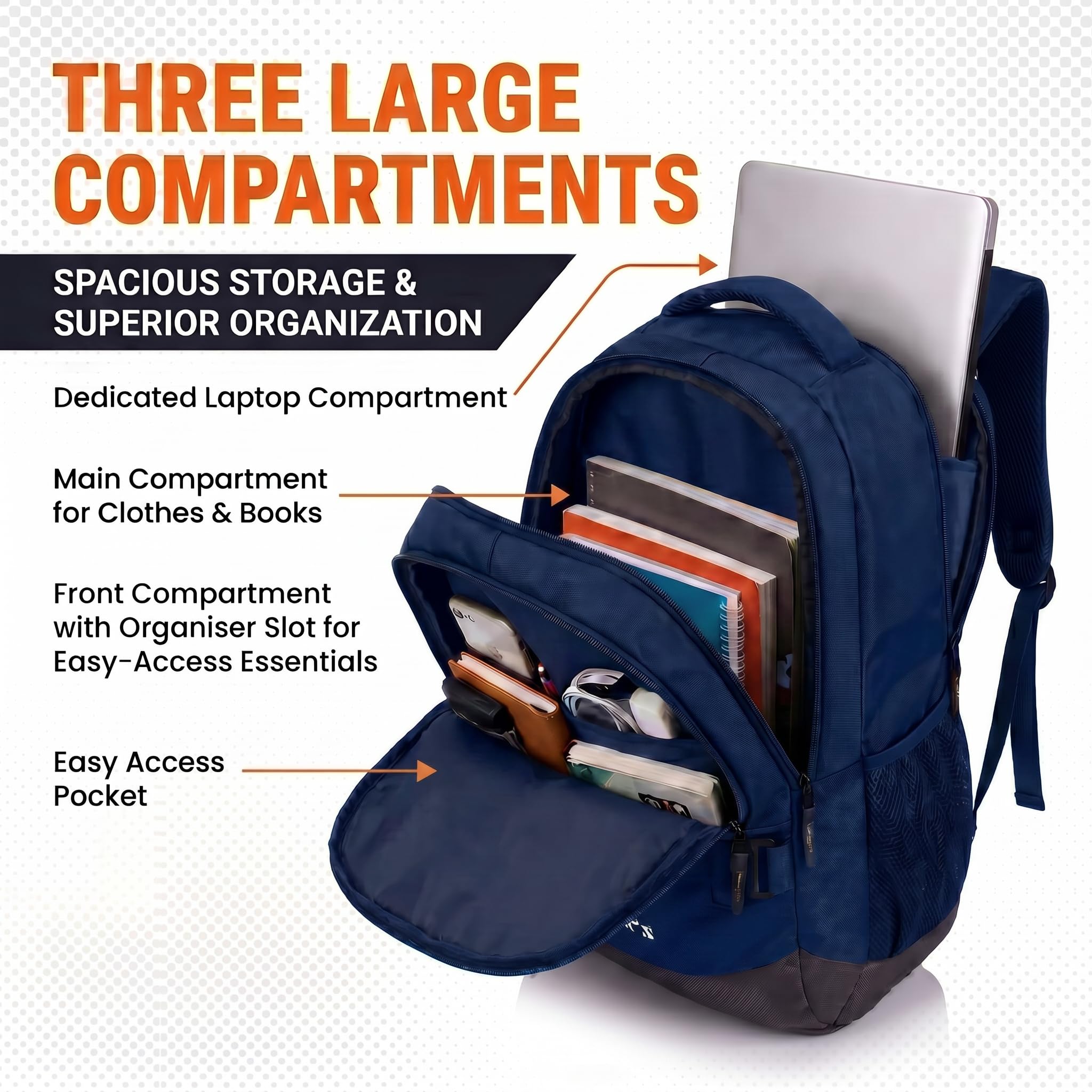 Lunar's Bingo - 48 L Laptop Bags | Laptop backpack for men | Laptop bag 15.6 inch | School bags | College bag for boys | Office backpack for men | Travel backpack with 1 Year Warranty 1