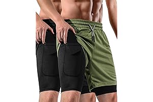2 In 1 Men's Long Gym Shorts