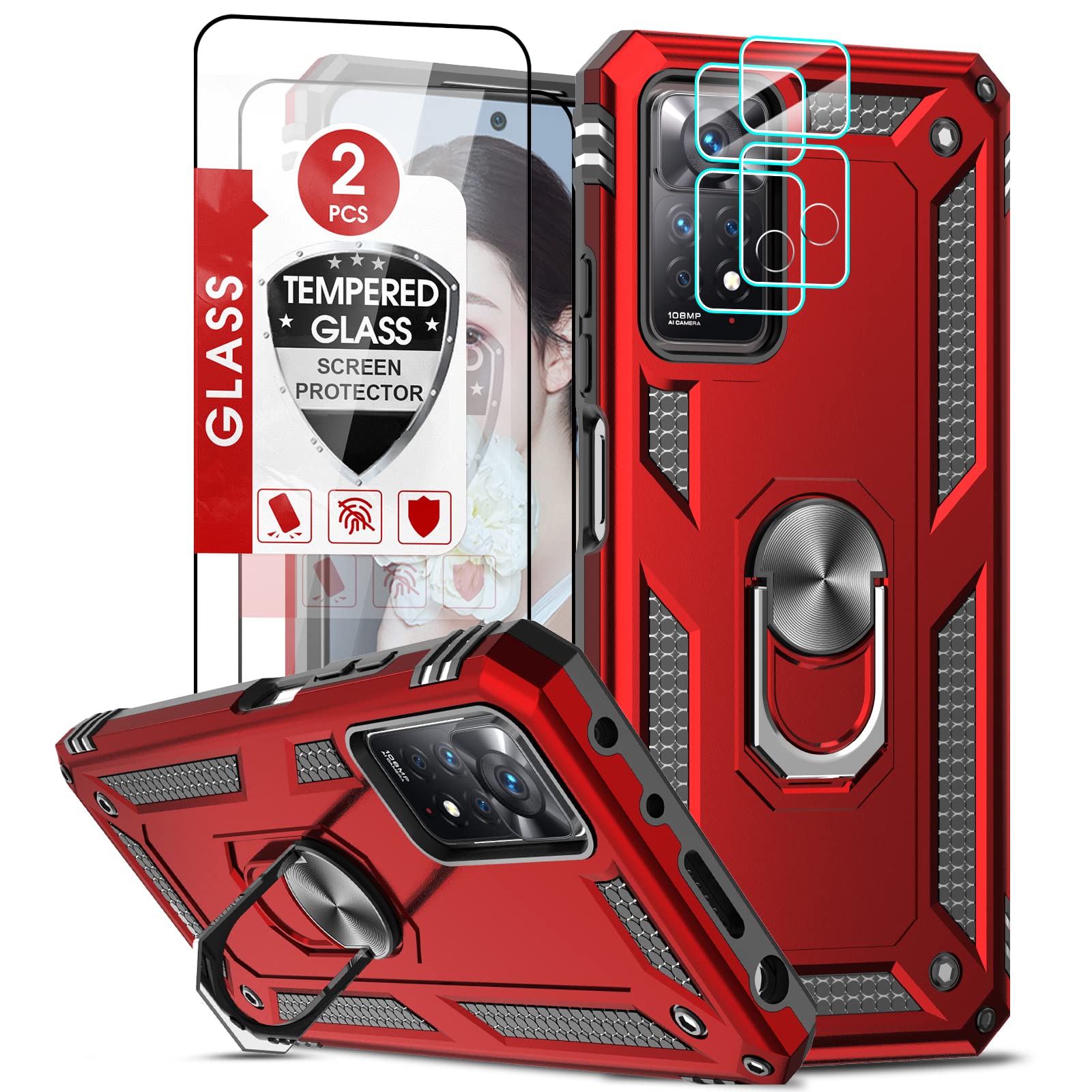 LeYi Hülle Für Xiaomi Redmi Note 11 Pro/12 Pro – Mit Kameraschieber, Ringhalter, Militärschutz, Inkl. Schutzglas