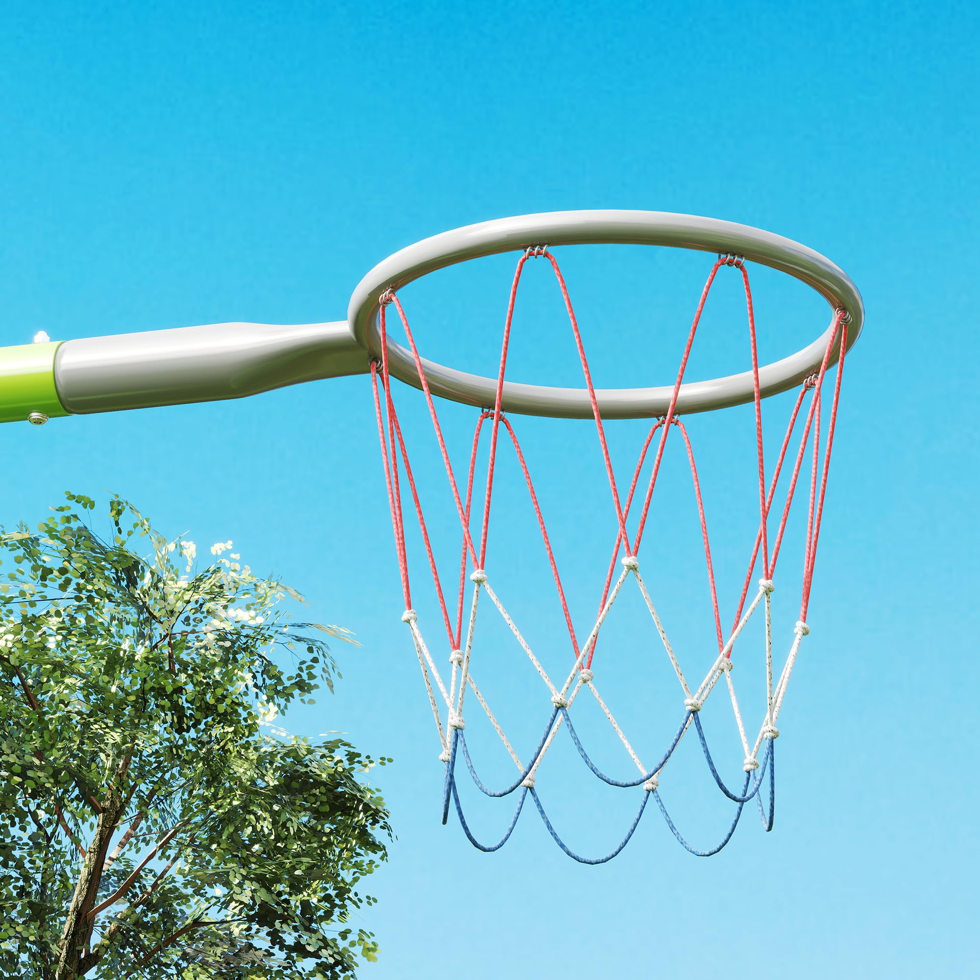 AIYAPLAY Set Altalena da Giardino per Bambini 3 in 1 con Altalena per Bambini, Canestro da Basket e Porta da Calcio, Gioco per Bambini 3-8 Anni con Telaio ad A in Metallo per Uso Esterno, Carico 90kg