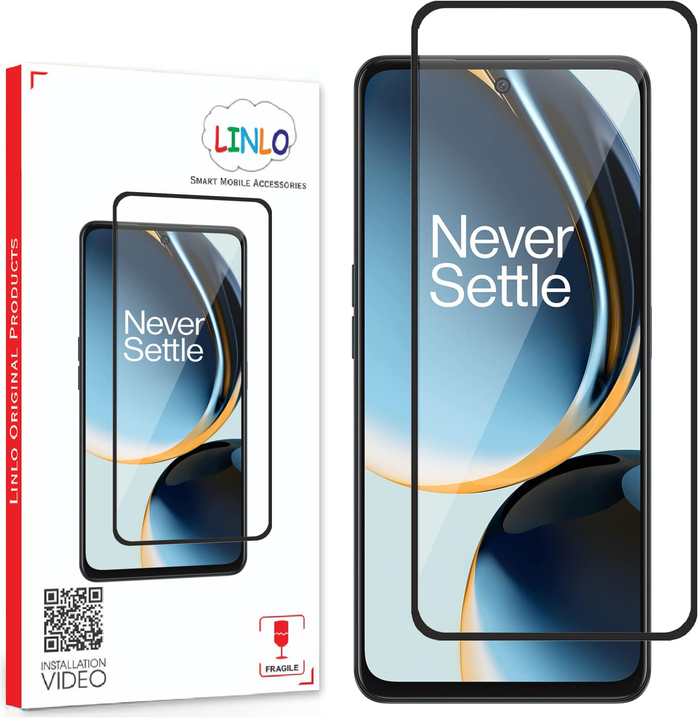 LINLO Premium Tempered Glass Screen Protector Compatible for OnePlus Nord CE 4 5G/OnePlus Nord 3 5G/OnePlus Nord CE 3 Lite 5G with Edge to Edge Coverage and Easy Installation Kit, Pack of 1, Black