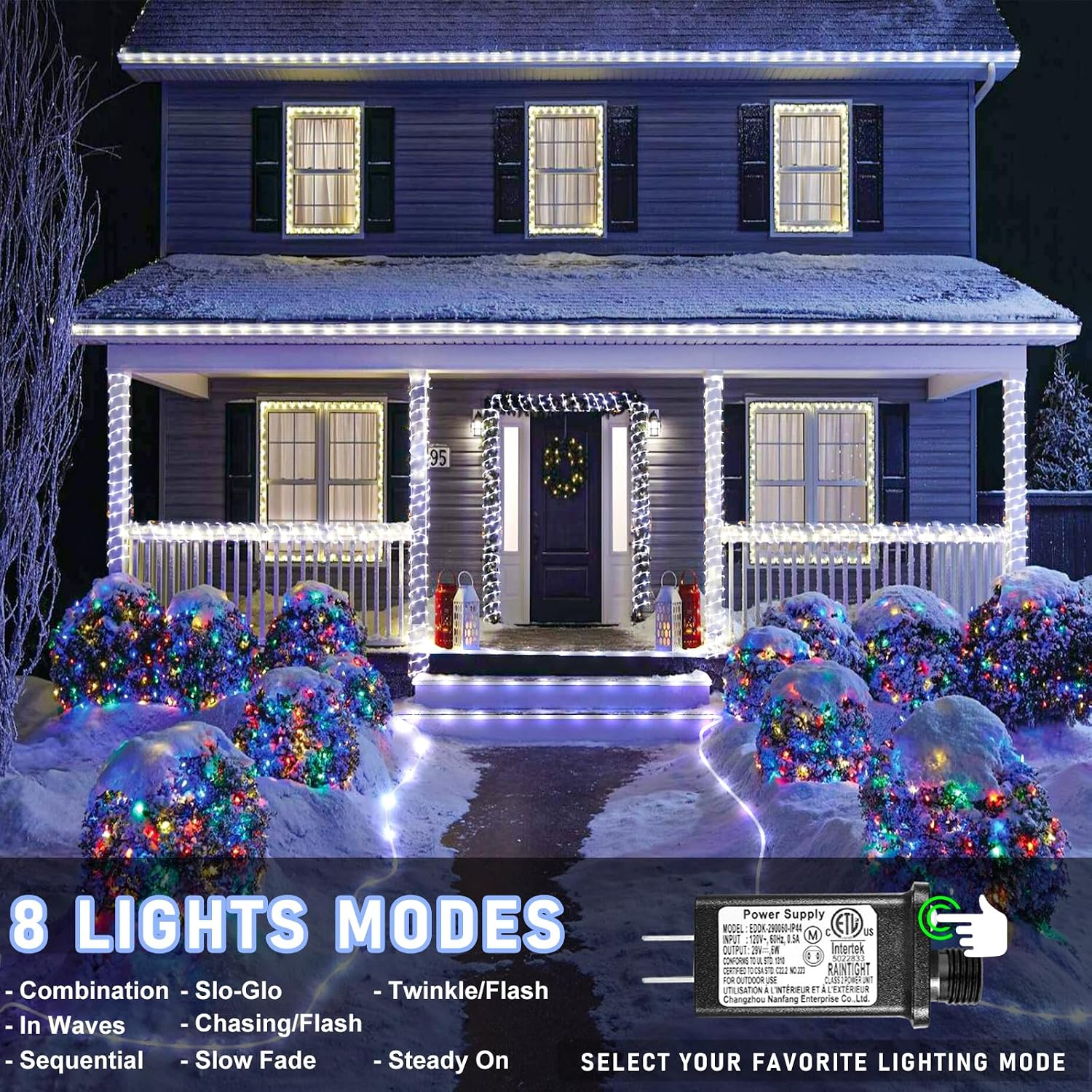 66FT 200 LED Rope Lights for Outside, Plug in Rope Lights Indoor Waterproof with 8 Modes, Connectable Clear Tube Lights for Outdoor Bedroom Garden Backyard Patio Pool Tree Decorations, Cool White