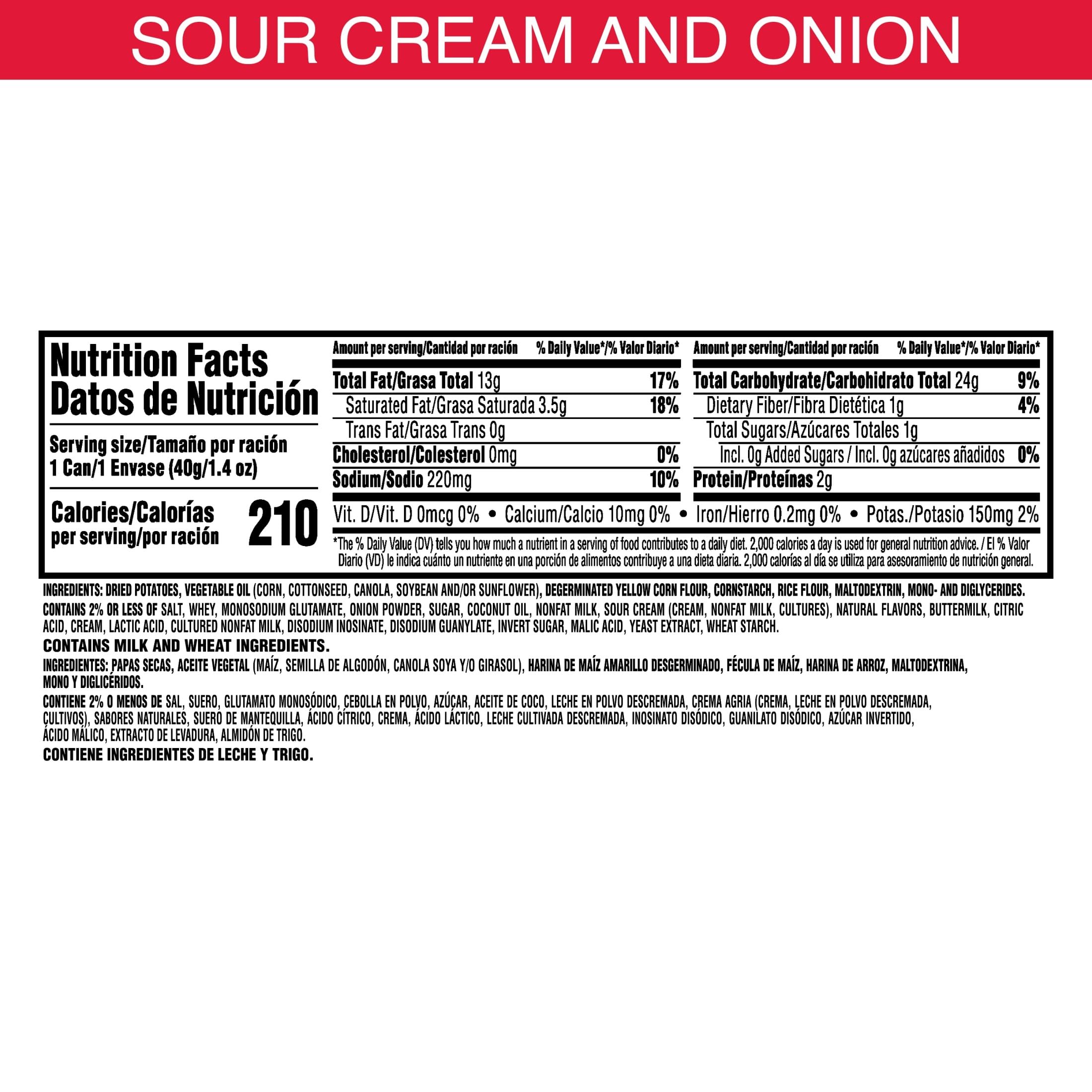 Pringles Sour Cream and Onion Small Stacks 1.41 oz Pack of 12