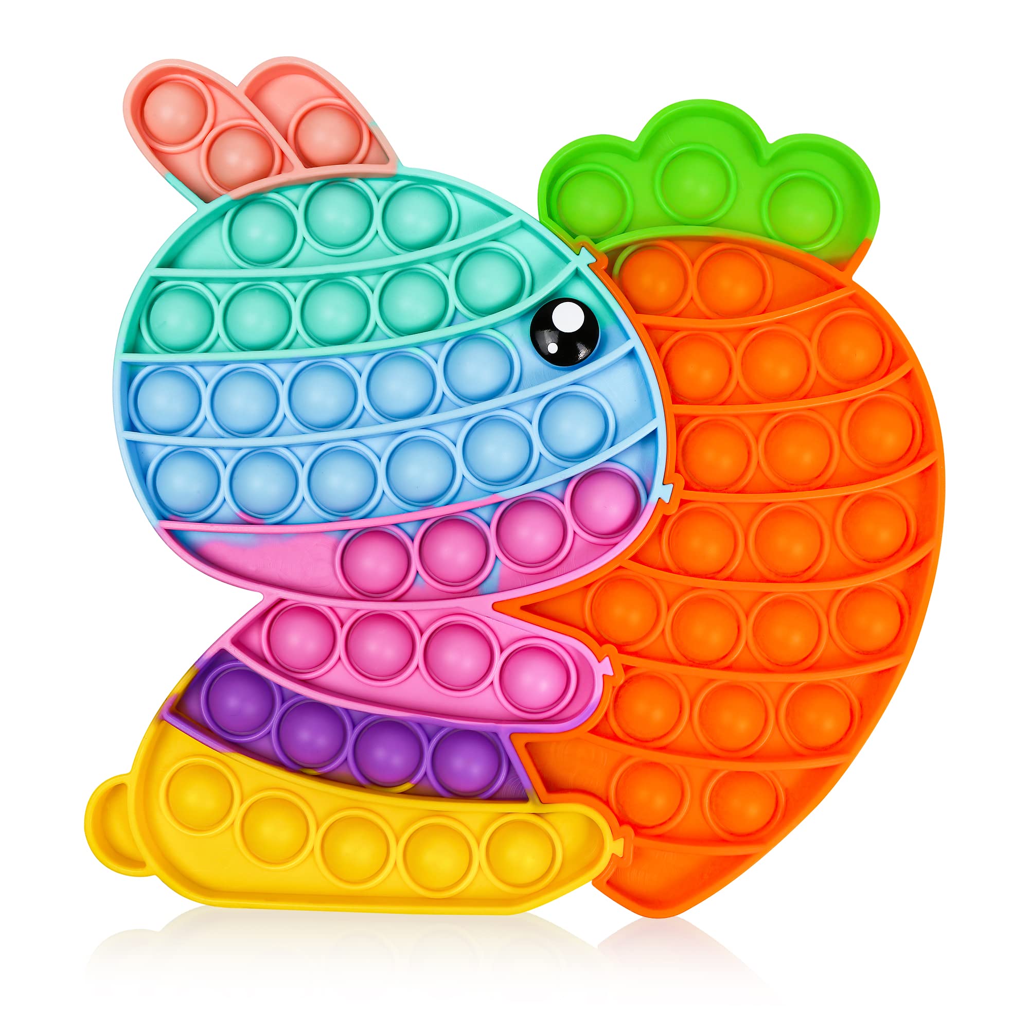 Easter Bunny Carrot Pop Fidget Toy - Rabbit Mini Simple Push Bubble Popper Toy - Anxiety Stress Relief Sensory Toy - Easter Gifts for Kids Boys Girls Adults and Easter Party Favors