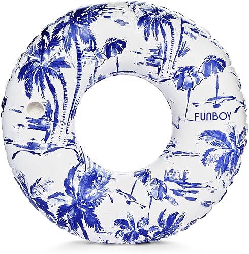 FUNBOY Flotador inflable gigante para piscina con portavasos de 48 pulgadas Flotador de piscina para adultos Tubo interior juguetes de piscina