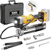 Ecarke 20V Cordless Grease Gun for DeWalt Batteries - 12,000 PSI, 8 oz/min Flow, Dual Grip, Bulk/Cartridge Load, 39" Hose & 4 Couplers (Tool Only)