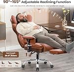 BESTFAIR Ergonomic Office Chair with Footrest, Wide Seat Big and Tall Desk Chair, 400 LBS Leather Executive Office Chair with Lumbar Support, Comfy Computer Gaming Chair for Adults, Brown