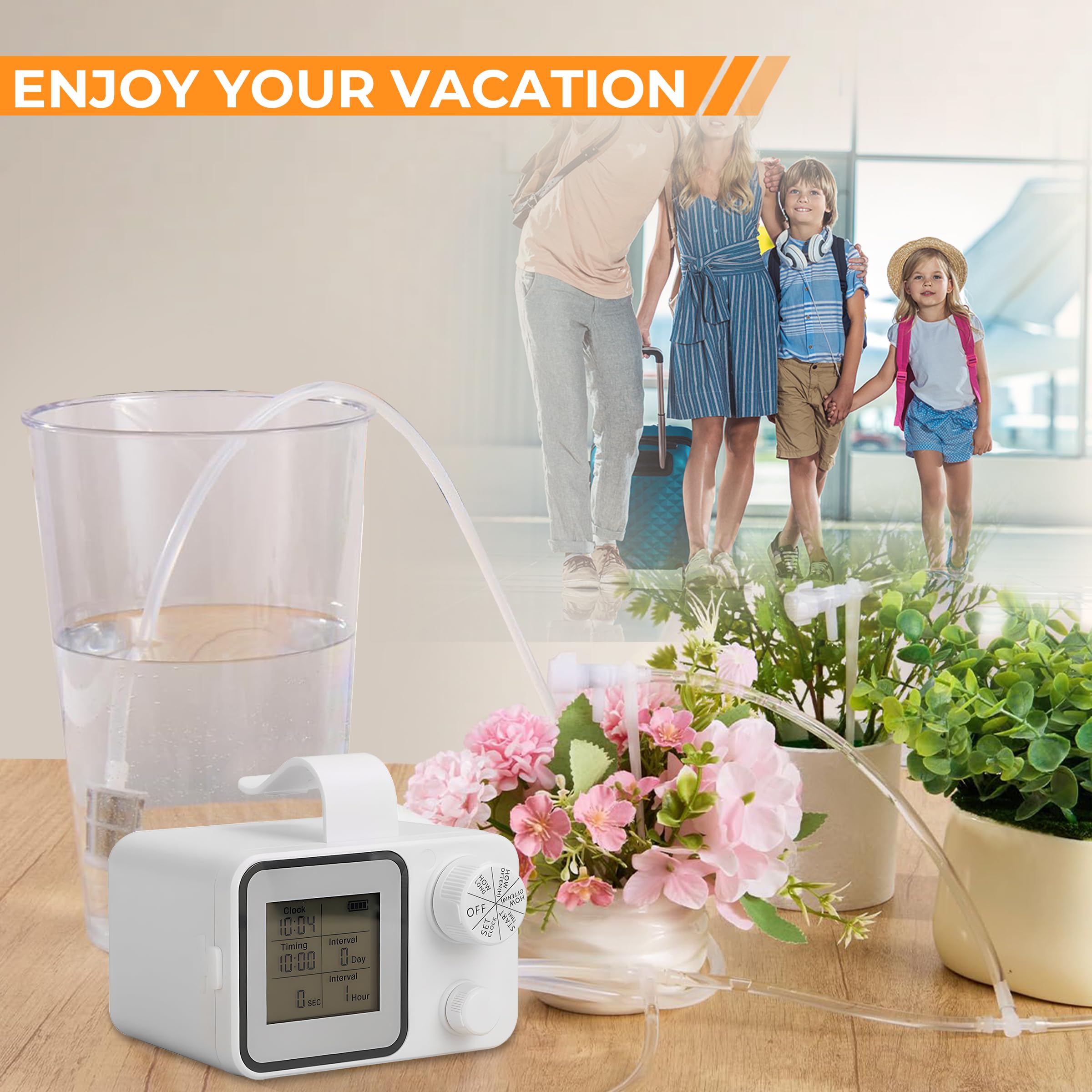 Riego Automatico Macetas para 15 Plantas, Sistema de Riego por Goteo, Kit Riego por Goteo para Macetas, Maceta Inteligente Set, Temporizador de Agua