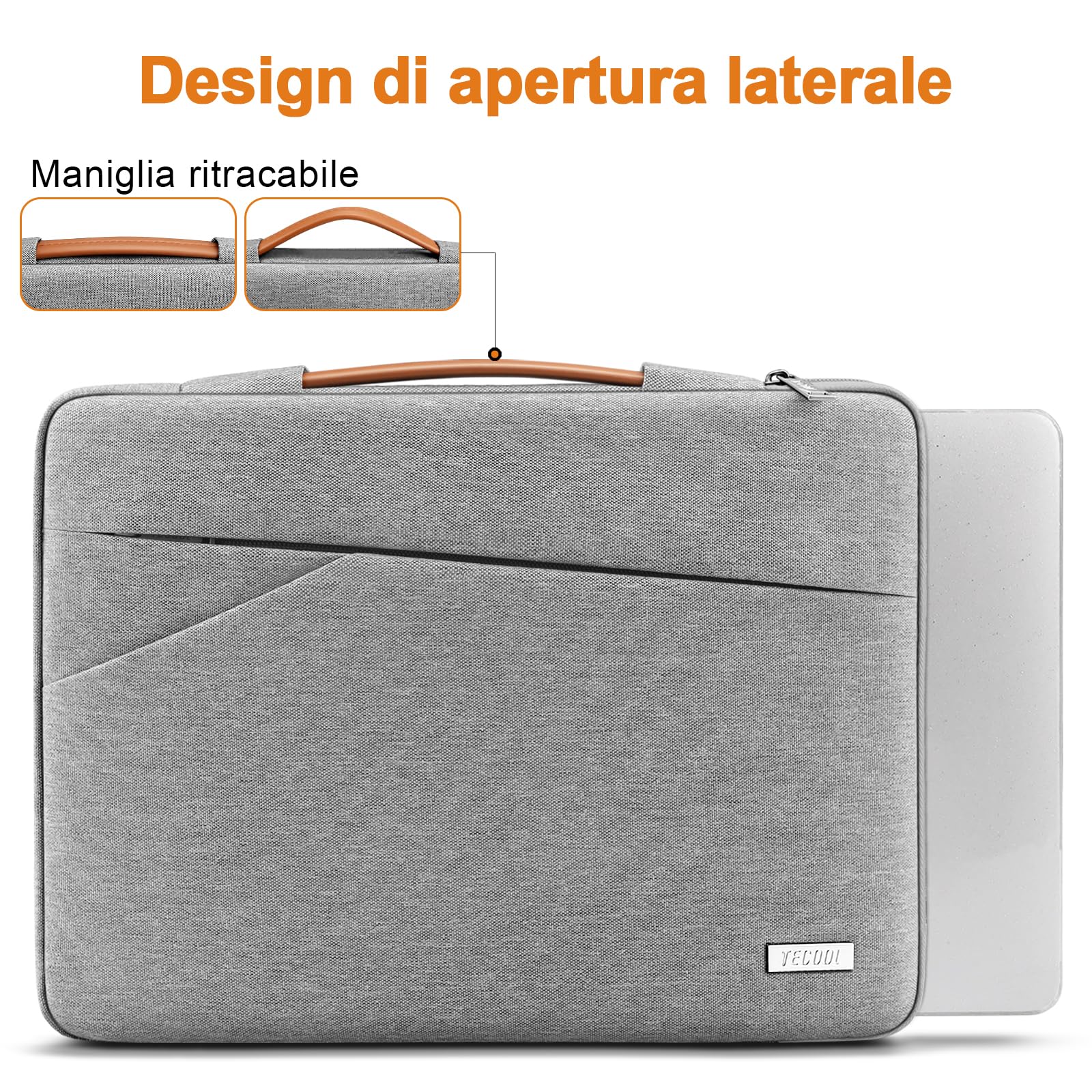 TECOOL 13,3 Pollici Custodia Compatibile con MacBook Air 13 M1 13,6 M2 M3 M4 2025-2010, MacBook Pro 13/14, 13,3 Acer HP Dell Notebook Custodia PC Protettiva Surface Laptop Borsa, Grigio