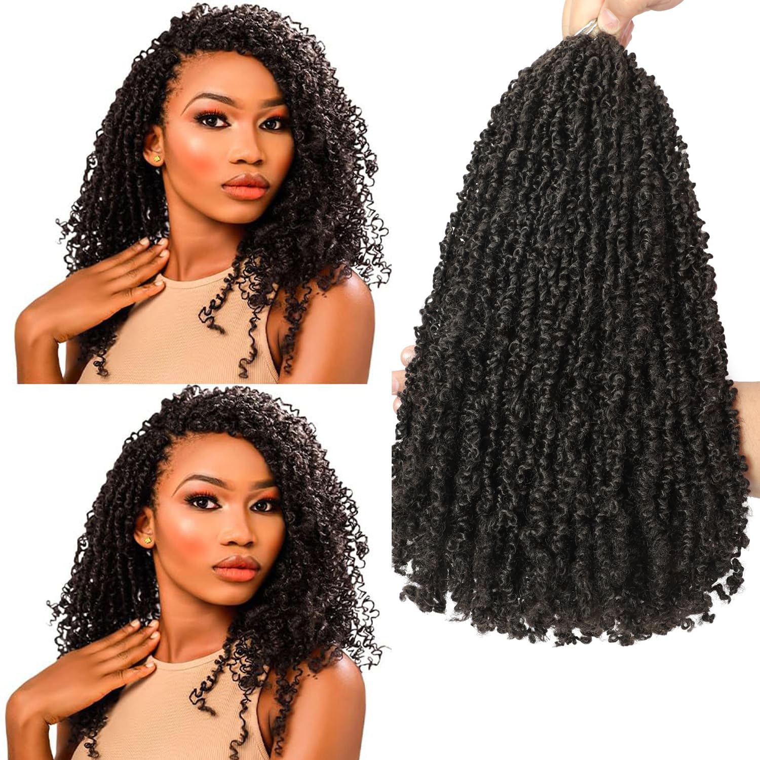 10 Packs Yanky Twist Crochet Hair 16 Inch Pre-twisted Natural Black Kinky Mini Spring Small Curly Senegalese Twist Braids Yankee (4#(Brown)