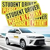 SINGARO Student Driver Magnet for Car - Please Be Patient, 3Pcs Magnetic Reflective Novice Sticker, New Driver Decal, Removable Exterior Car Accessories