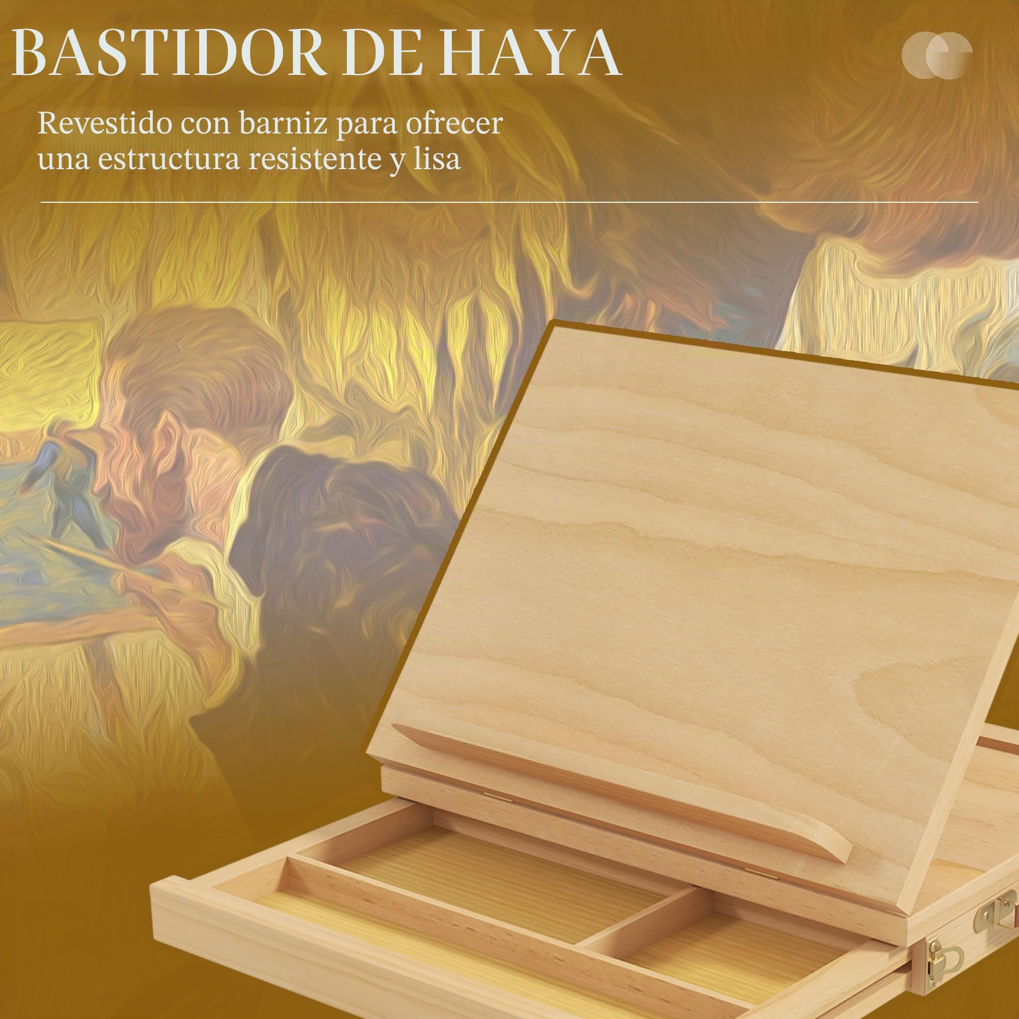 Vinsetto Caballete de Mesa Ajustable Caja de Caballete de Madera de Haya con Cajón de Almacenamiento Tablero de Dibujo y Bocetos Plegable para Adultos Principiantes Artistas 33,5x26x26 cm Natural