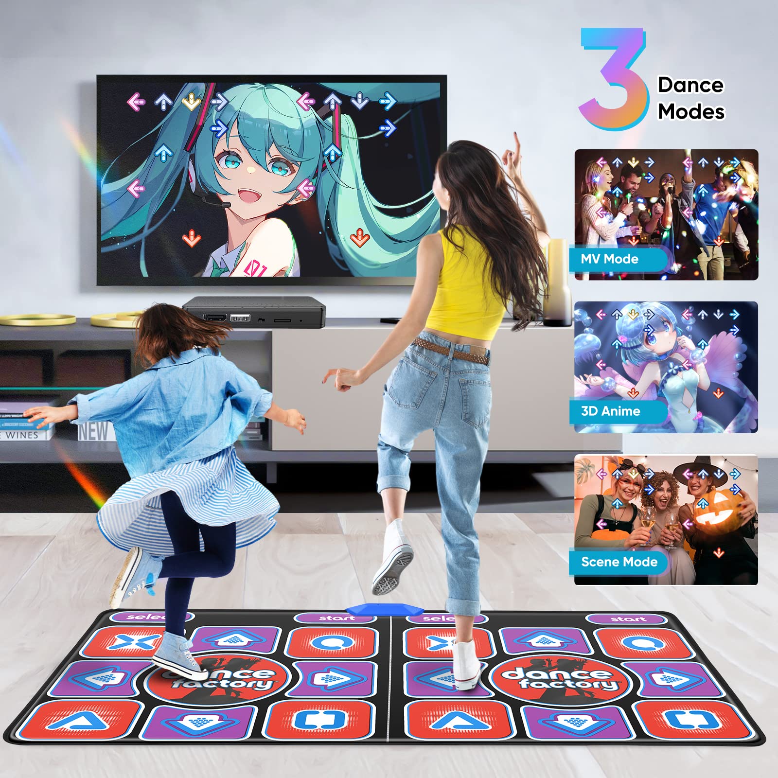 Helangel Tappeto da Ballo Doppio Ultimate Family Fun - Tappeto da Ballo Antiscivolo Wireless con Oltre 200 Giochi e Oltre 100 brani Musicali per Bambini e Adulti (166 x 93 cm)
