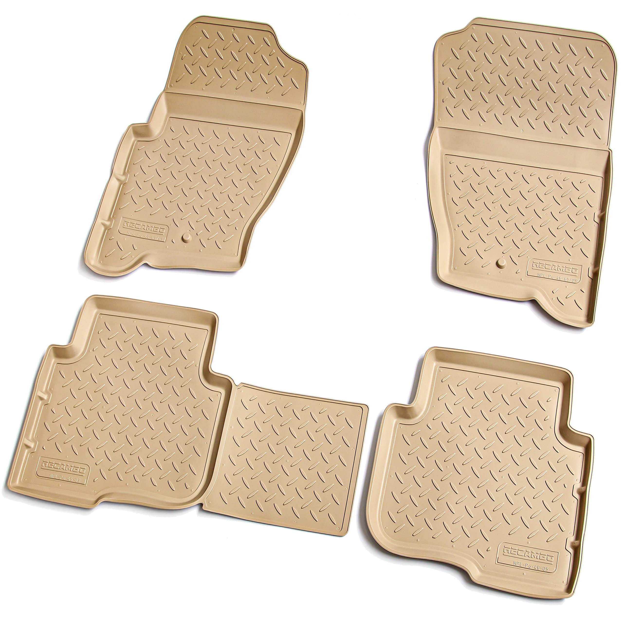 Recambo Tappetini in gomma 3D compatibili con Land Rover Discovery III + IV | 2004 2017 | Tappetini in gomma | su misura | con bordo | Beige
