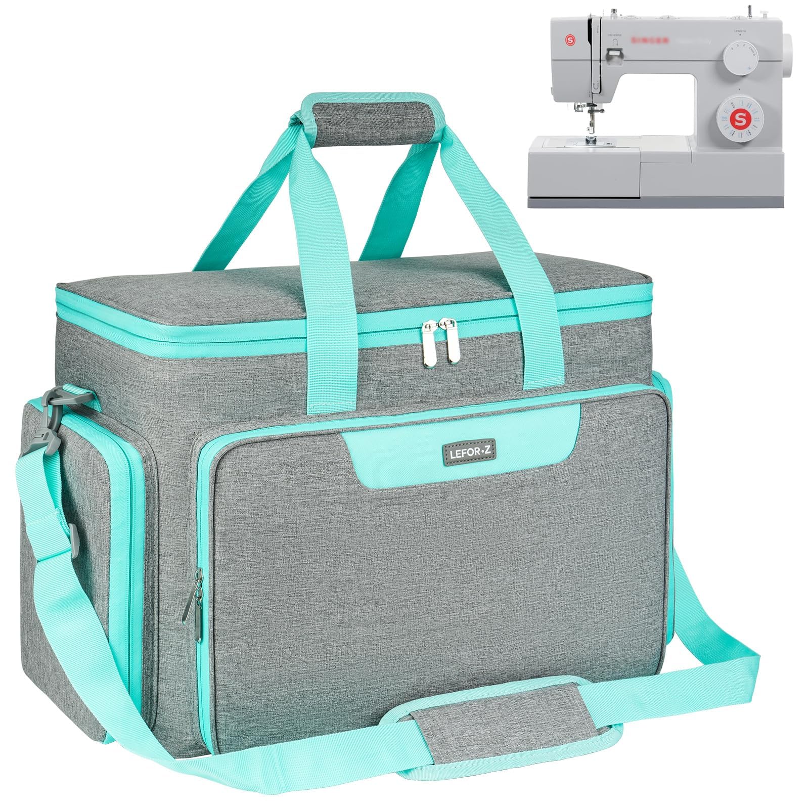 Sewing Machine Carrying Case Bag Grey/Green