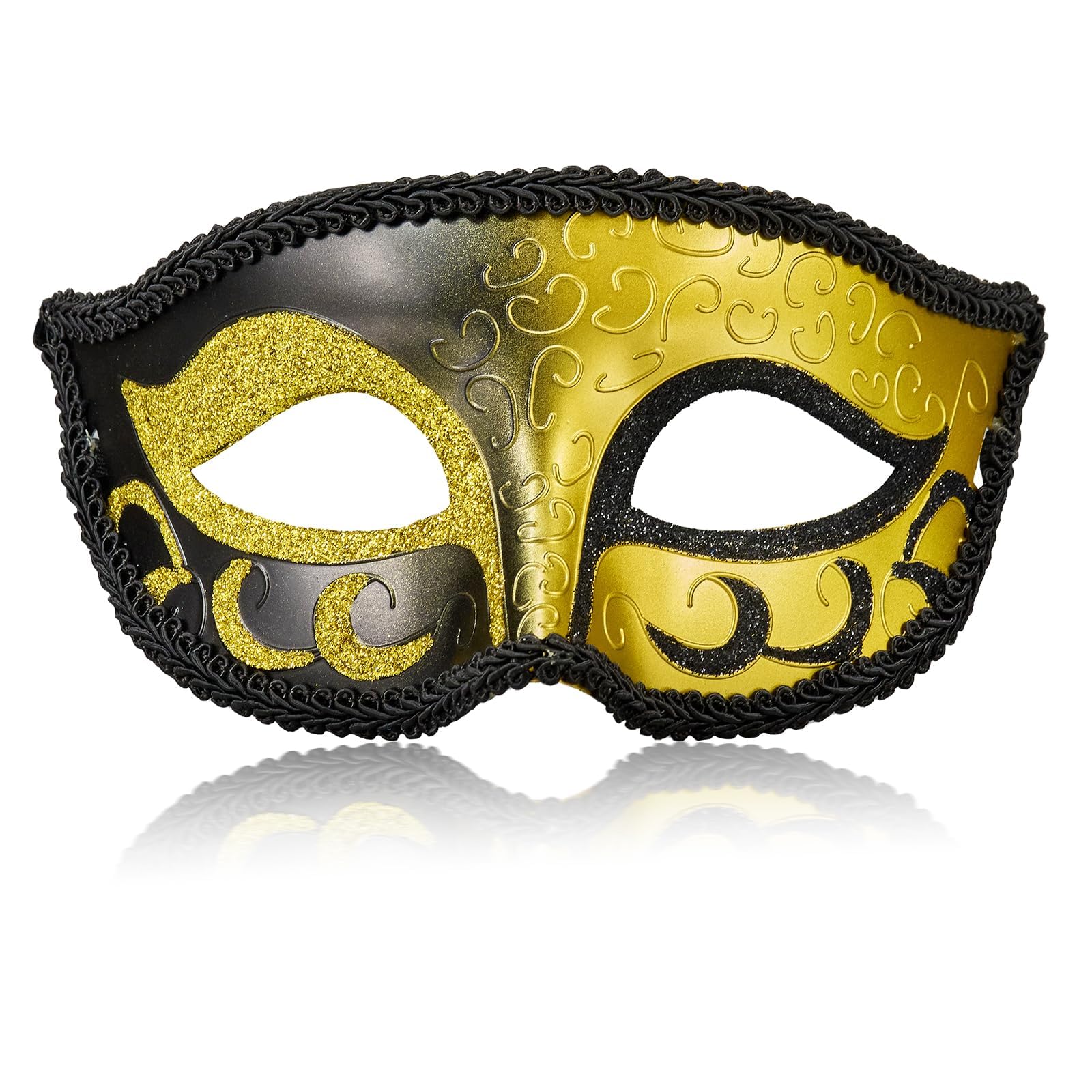 MYSEUNI Gold-Tone Masquerade Mask for Men Venetian Retro Mask, for Cosplay Halloween, Party, Carnival, Masquerade Ball