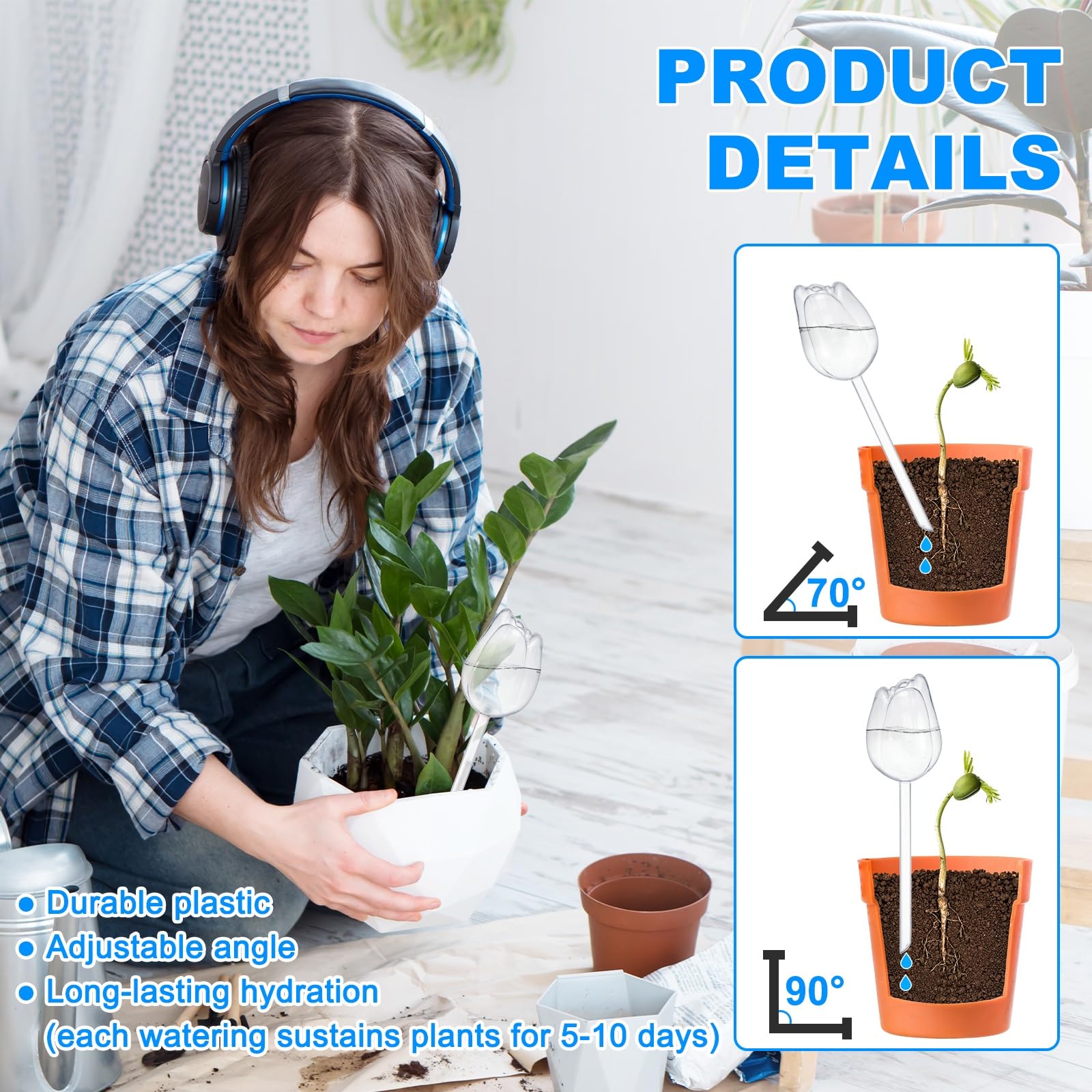 M METERXITY Lot de 2 globes d'arrosage de plantes en plastique de 24 cm à auto-arrosage pour plantes d'intérieur/extérieur, appareils d'auto-arrosage [transparent/violet]