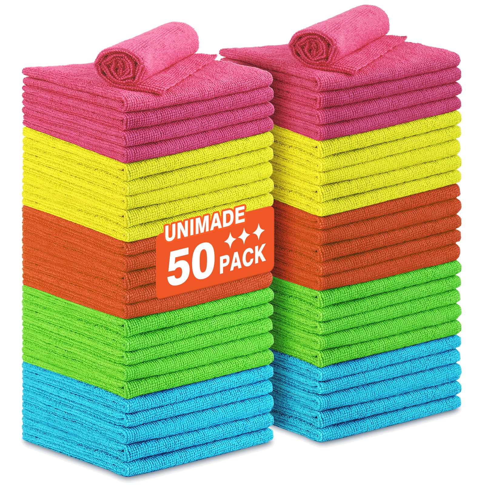 Microfiber Cleaning Cloth 50PK Reusable Shop Rags Bulk Microfiber Cleaning Cloth Lint Free Cleaning Towels for Car Kitchen