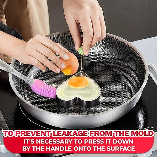 Miniatura 6 de Moldes de anillo de acero inoxidable para cocinar, 5 piezas de formas de panqueques para niños, moldes de anillos de cocina para parrilla, anillos