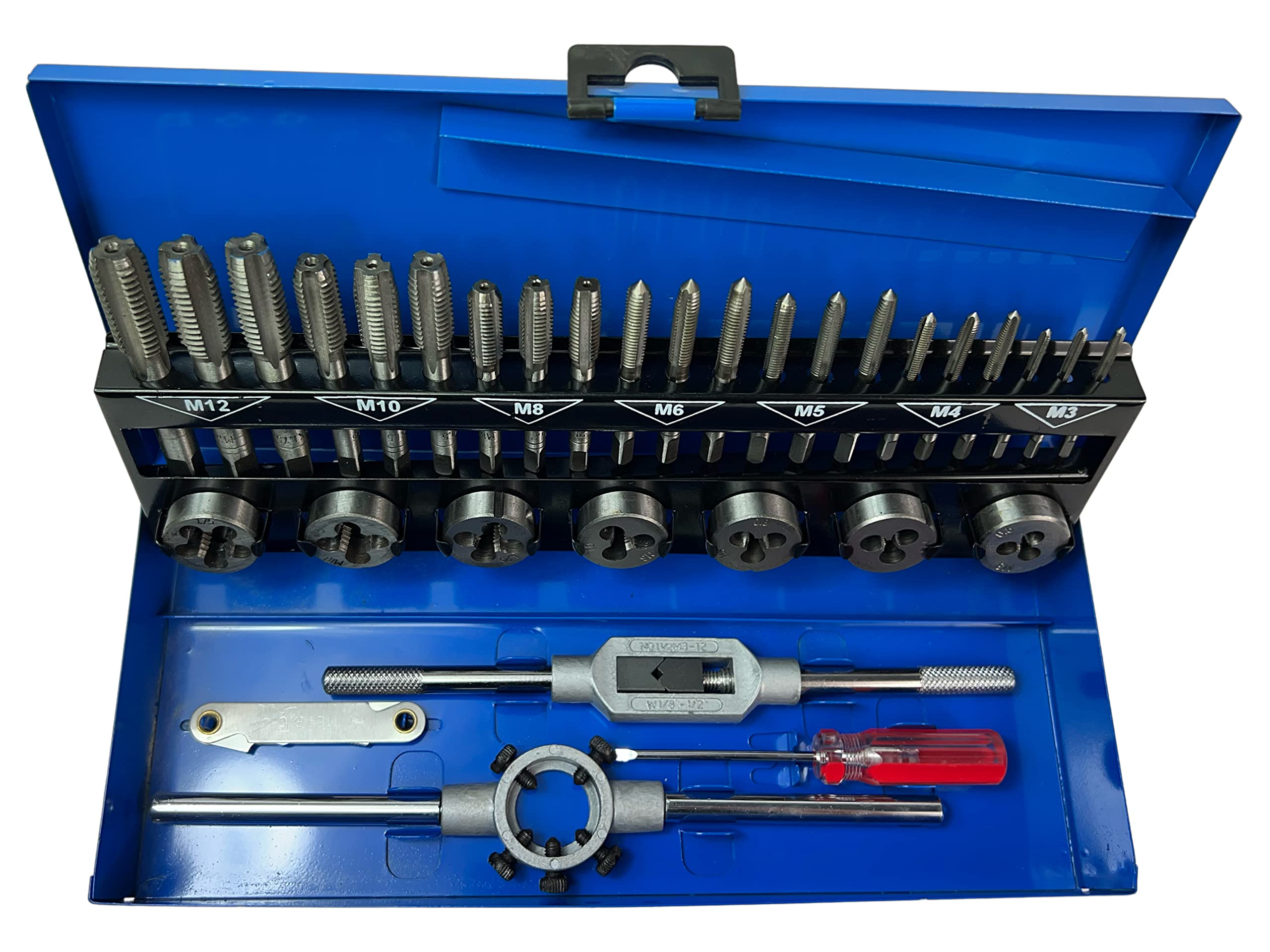 Set di 32 pezzi M3-M12 HSS-G, per filettatura metrica interna ed esterna, per professionisti e fai da te per la creazione e la riparazione di filettature