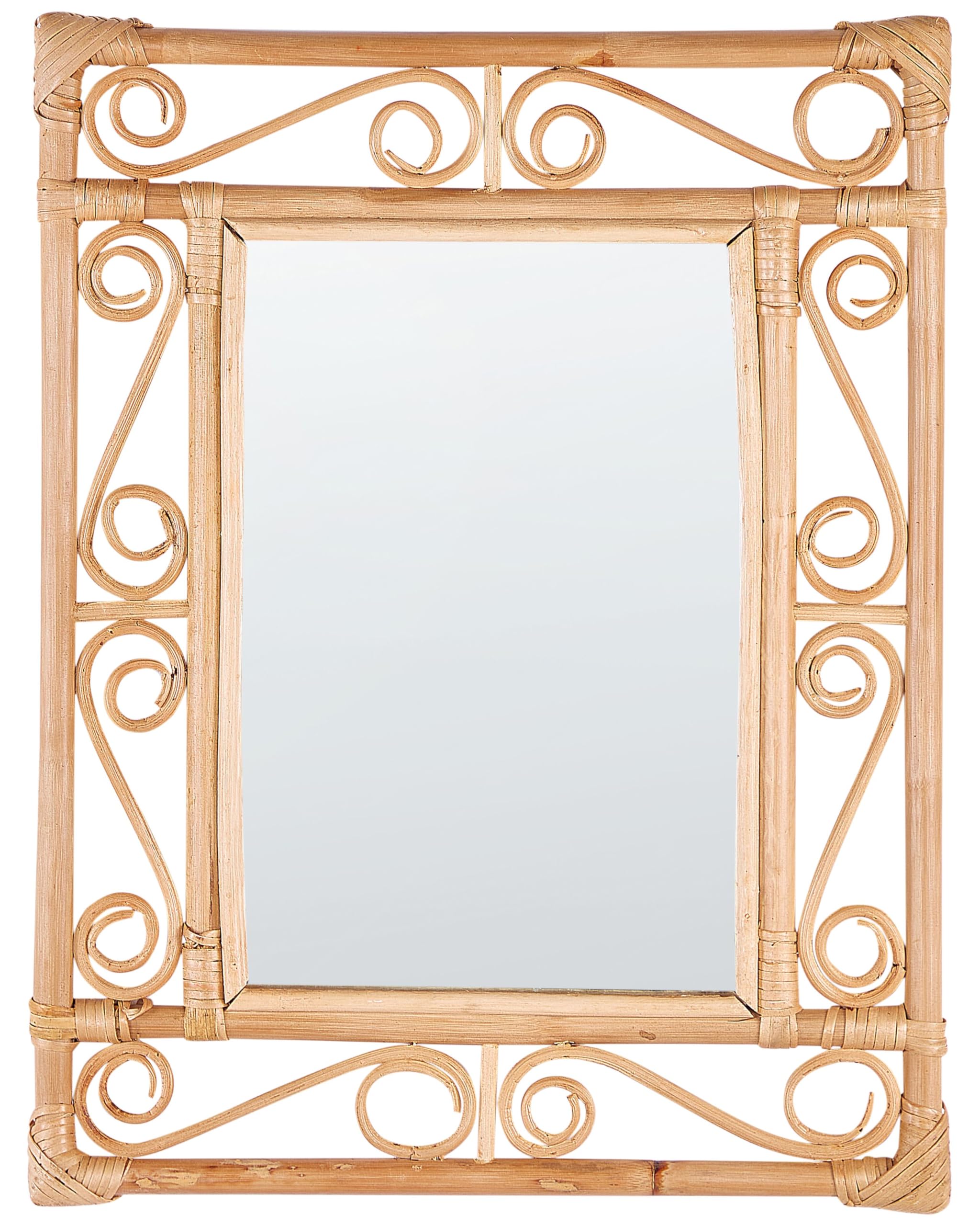 Beliani Wall Mirror Amanu 41 Cm 52 Cm Rattan Natural