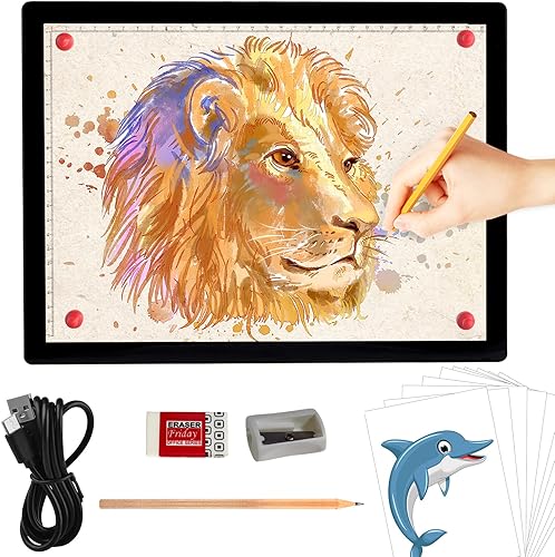 iVAOOZE - Caja de luz recargable A4, almohadilla de luz magnética inalámbrica para trazado, 5 niveles de brillo, mesa de luz para manualidades, iVAOOZE - Caja de luz recargable A4, almohadilla de luz magnética inalámbrica para trazado, 5 niveles de brillo, mesa de luz para manualidades,