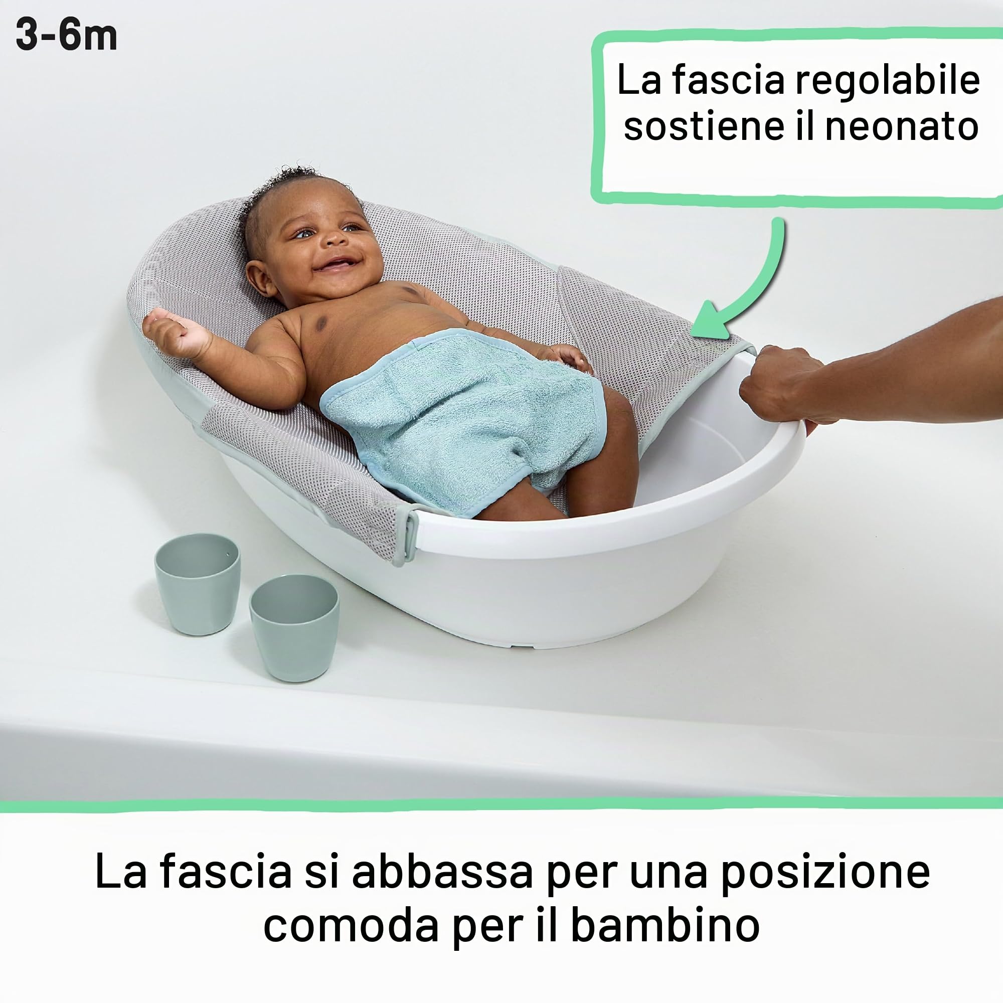 Ingenuity 4-in-1 Vaschetta Bagnetto Neonato per Bambini, con Amaca Regolabile, Seduta di Supporto, 2 Bicchieri per il Risciacquo, 4 Modalità d'Uso, 0-24 Mesi